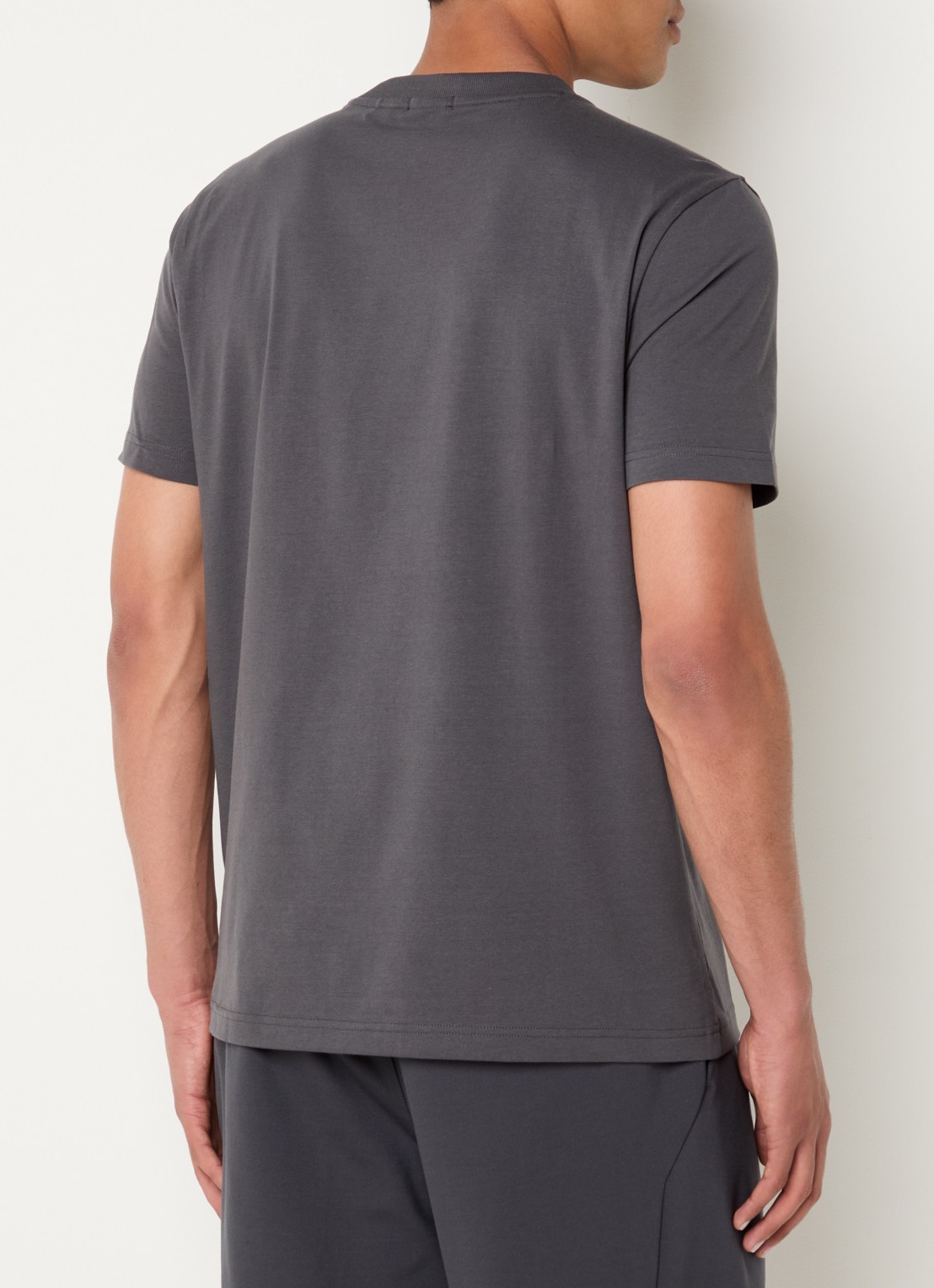 BOSS T-shirt van stretchkatoen met logodetail - achterkant 4 dark grey-027 / grijs