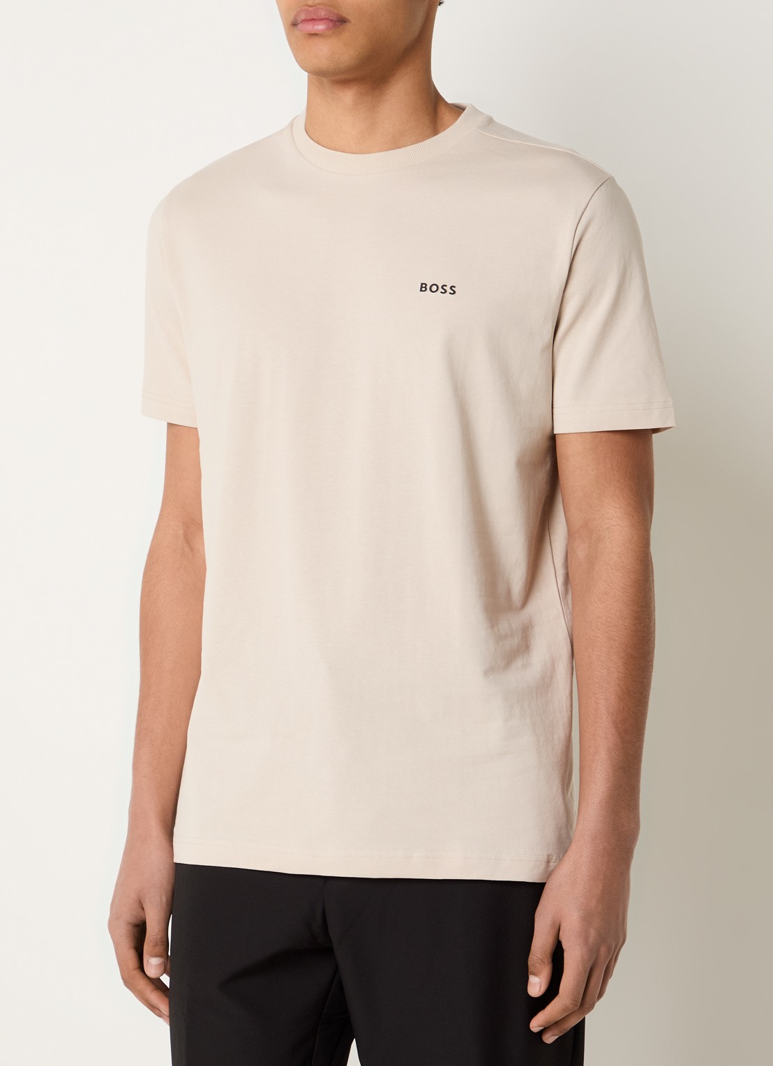 BOSS T-shirt van stretchkatoen met logodetail - detail 4 open beige-284 / beige