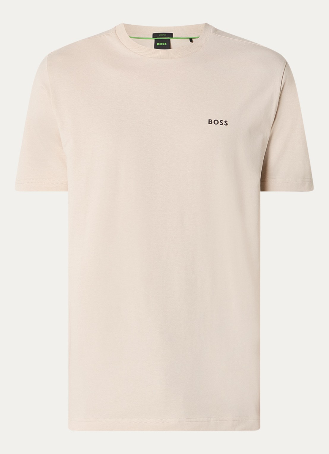 BOSS T-shirt van stretchkatoen met logodetail - voorkant open beige-284 / beige