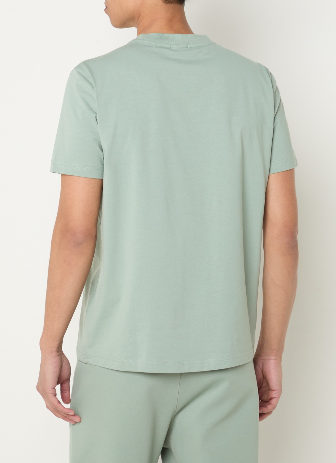 BOSS T-shirt van stretchkatoen met logodetail - achterkant 4 open green-357 / groen