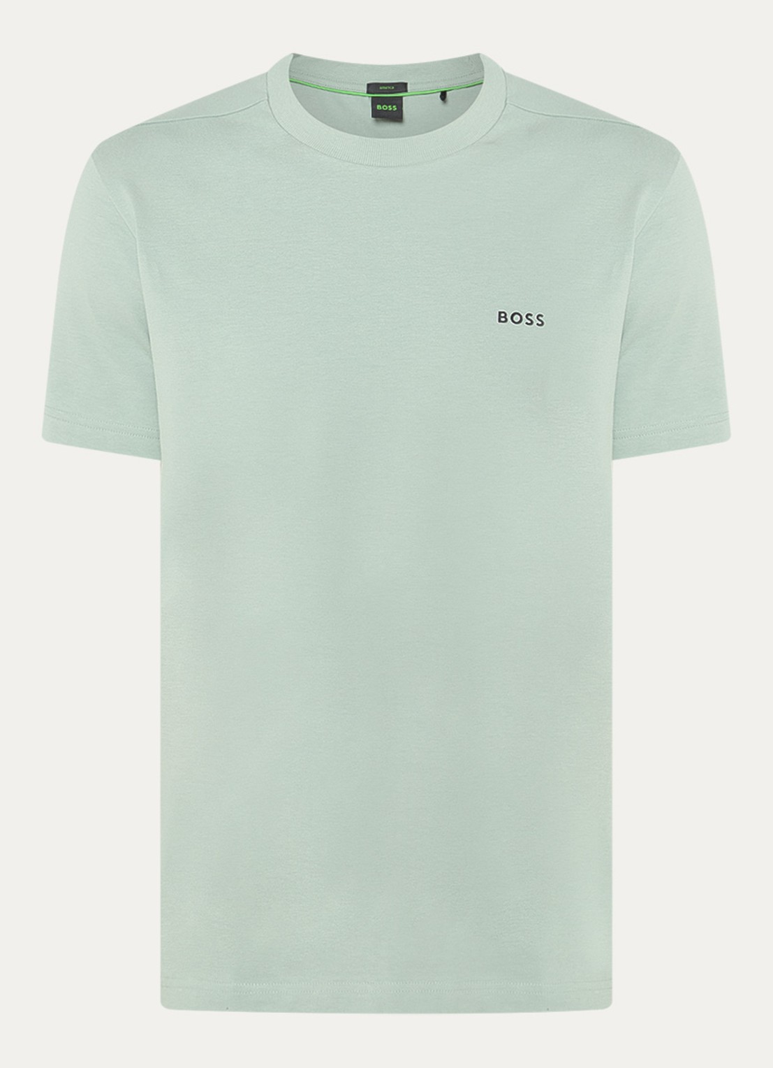 BOSS T-shirt van stretchkatoen met logodetail - voorkant 2 open green-357 / groen
