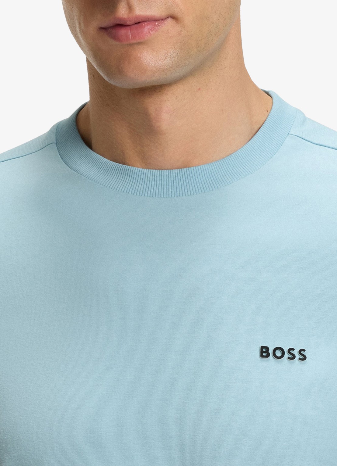 BOSS T-shirt van stretchkatoen met logodetail - detail 2 light/pastel blue-455 / blauw