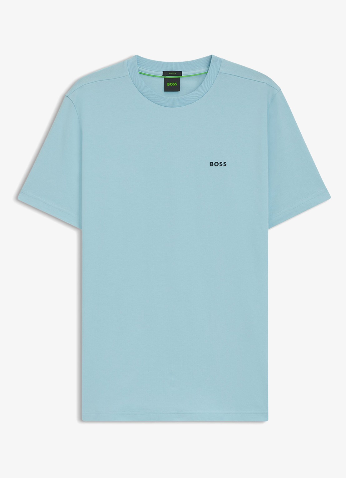 BOSS T-shirt van stretchkatoen met logodetail - voorkant 4 light/pastel blue-455 / blauw
