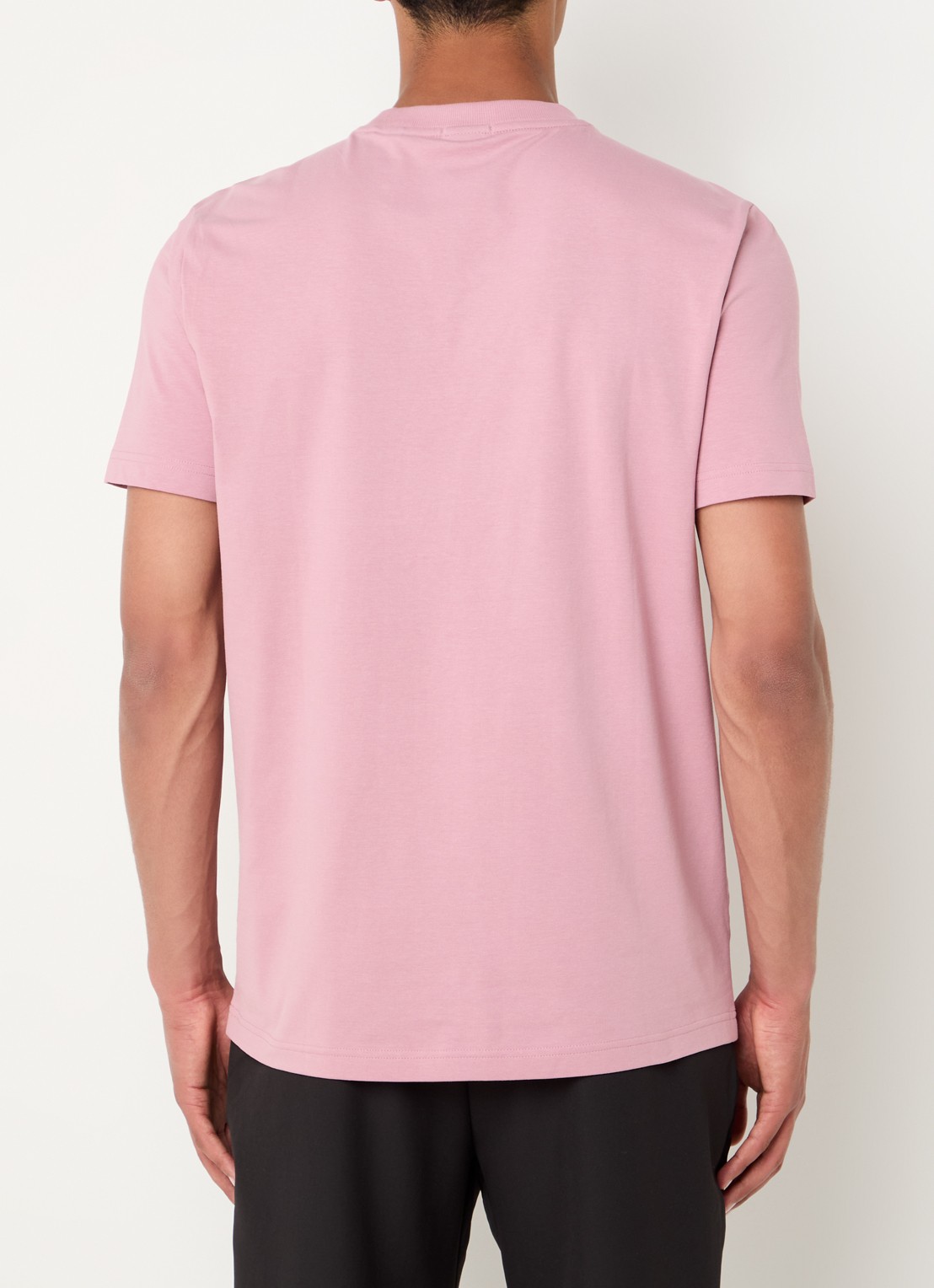 BOSS T-shirt van stretchkatoen met logodetail - achterkant 4 open pink-696 / roze