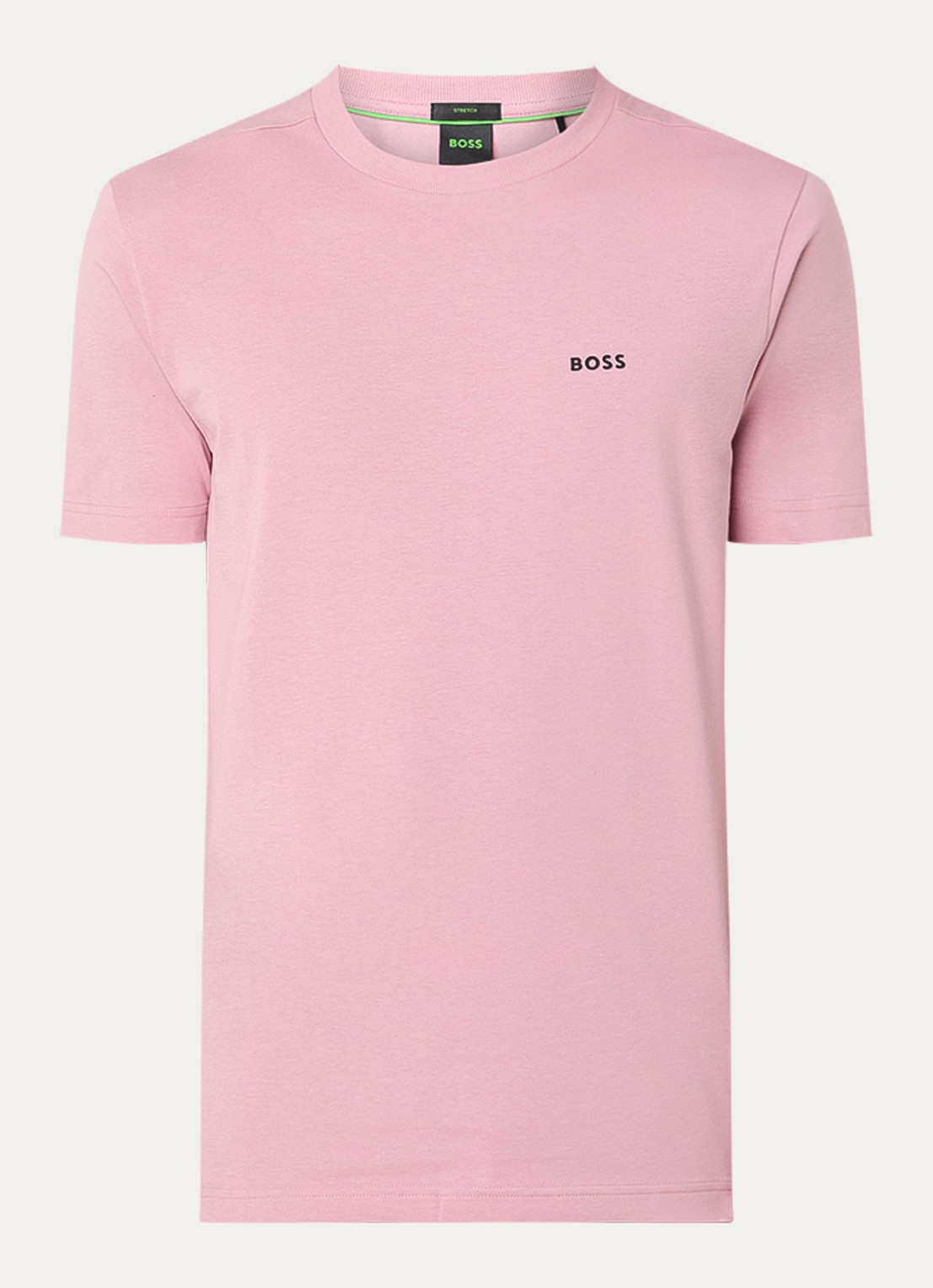 BOSS T-shirt van stretchkatoen met logodetail - voorkant open pink-696 / roze