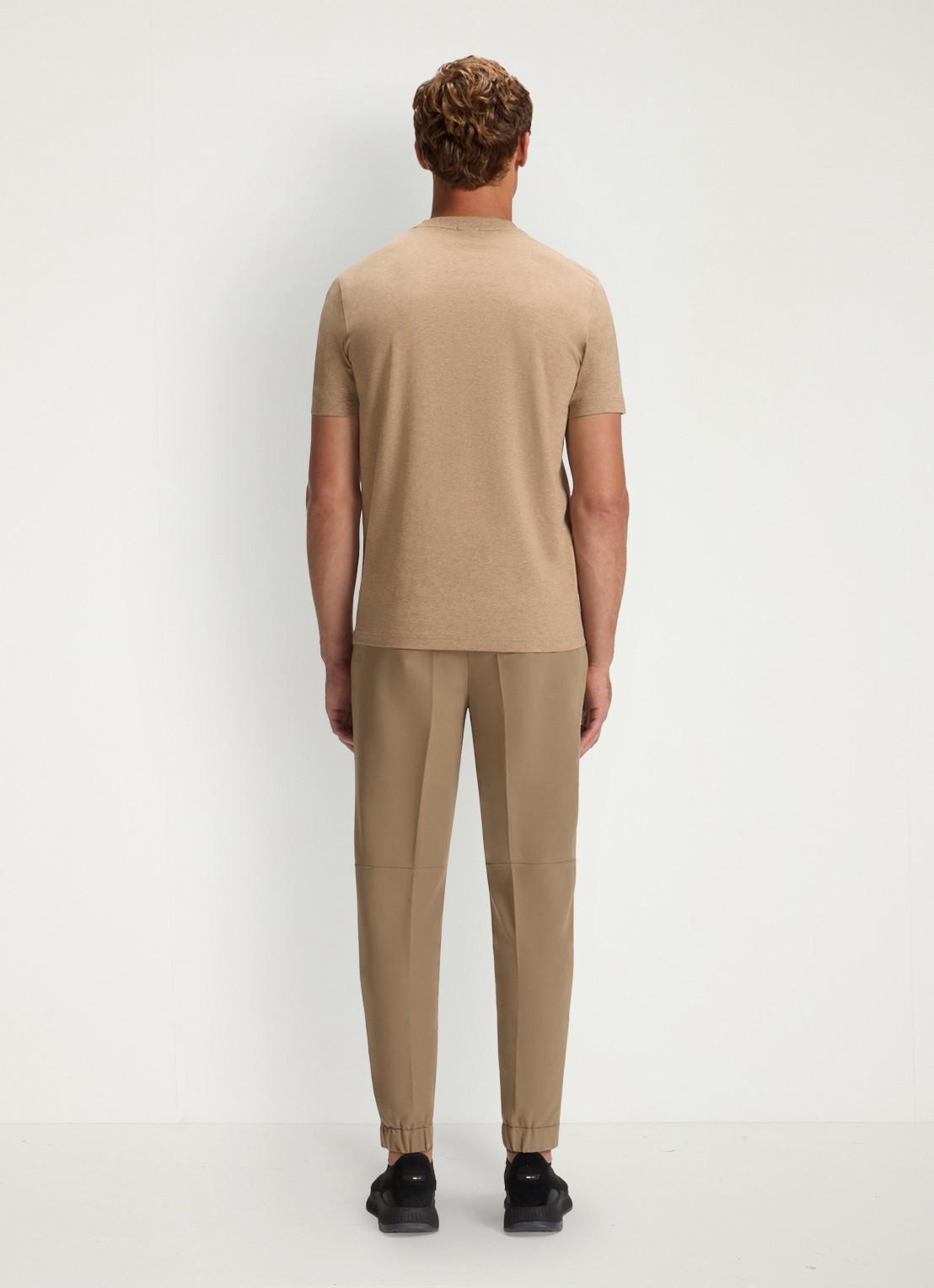 BOSS T-shirt van stretchkatoen met logodetail - achterkant medium beige-266 / beige