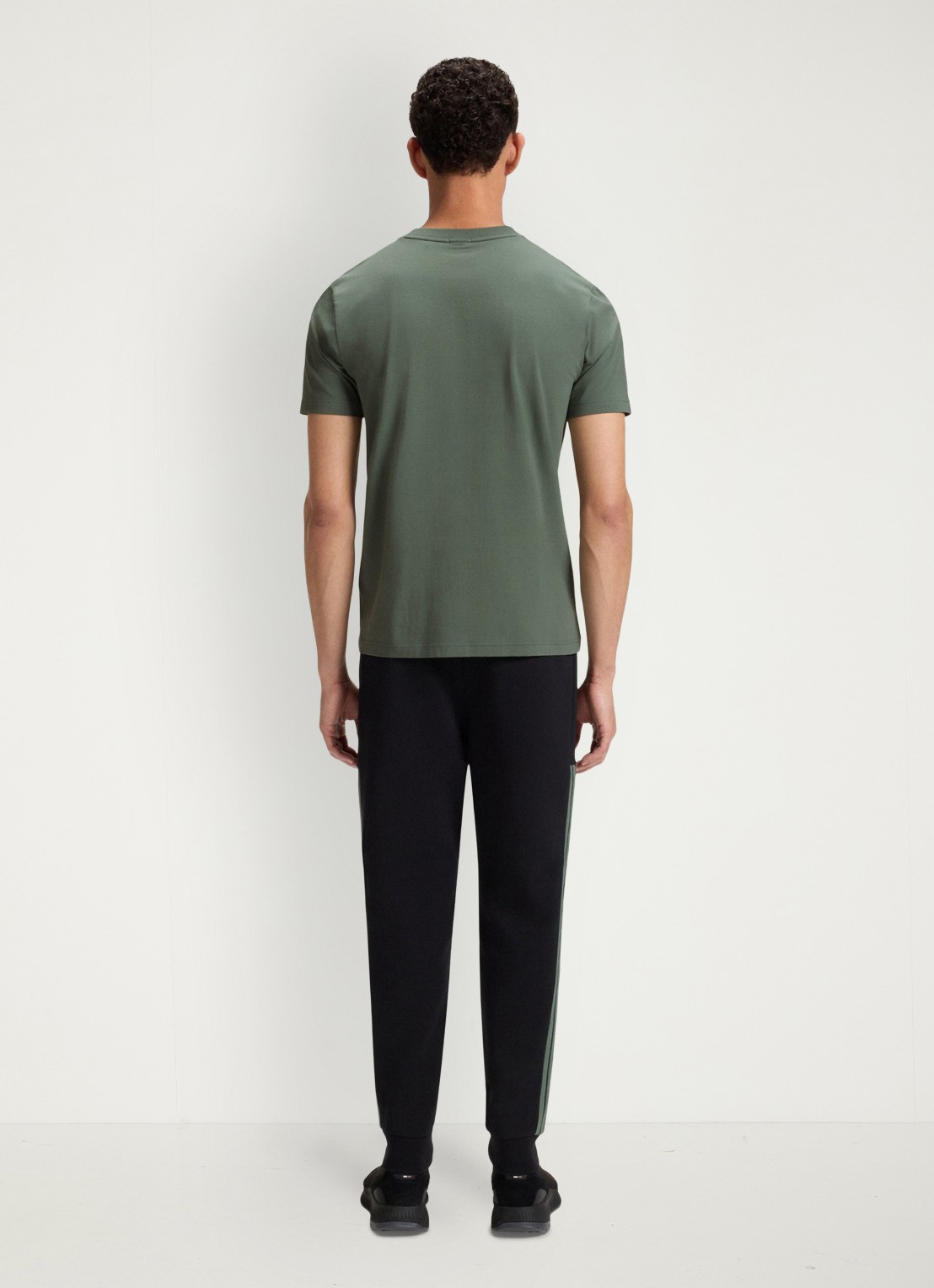 BOSS T-shirt van stretchkatoen met logodetail - achterkant open green-358 / groen