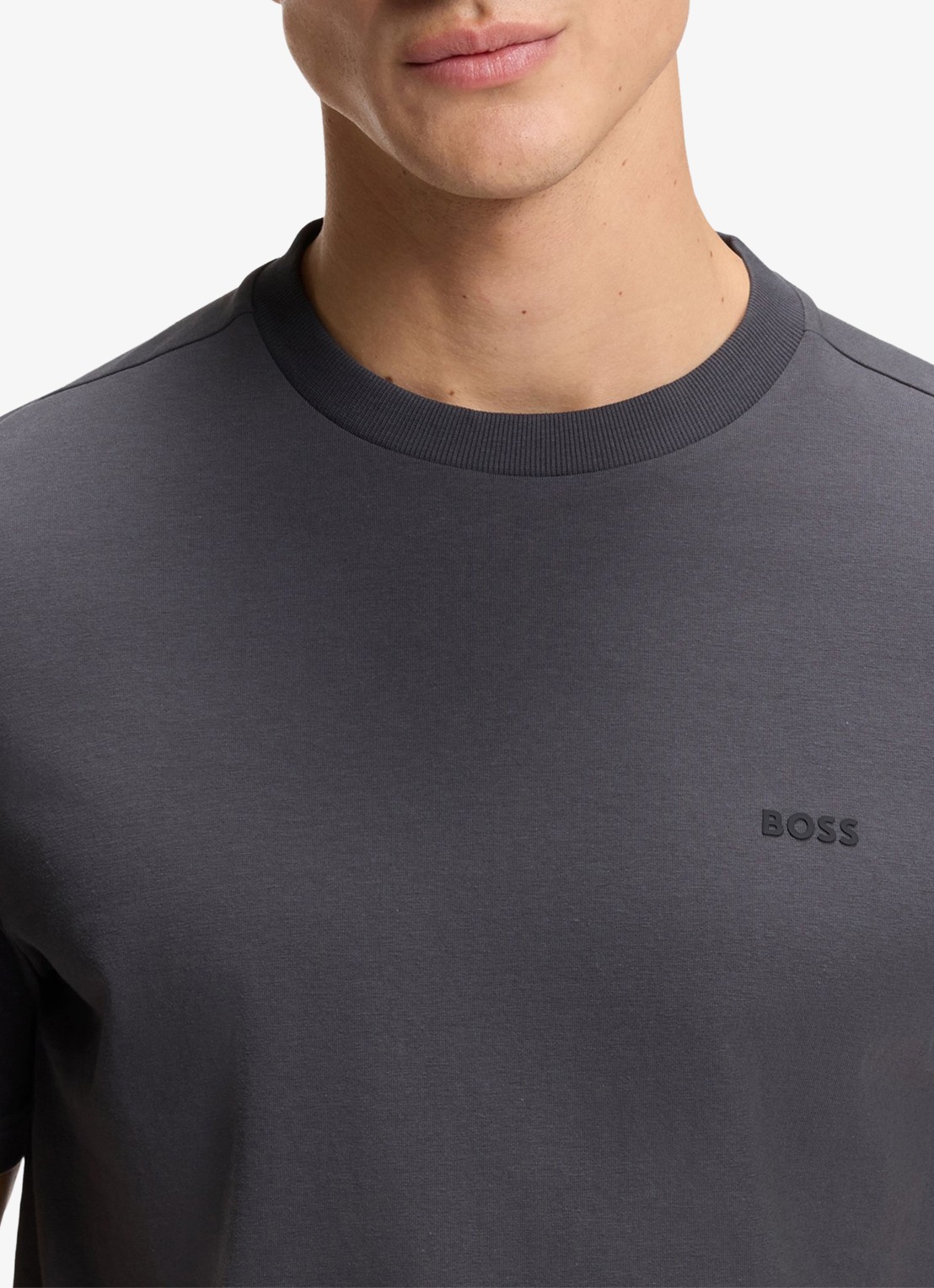 BOSS T-shirt van stretchkatoen met logodetail - detail 5 open grey-071 / grijs
