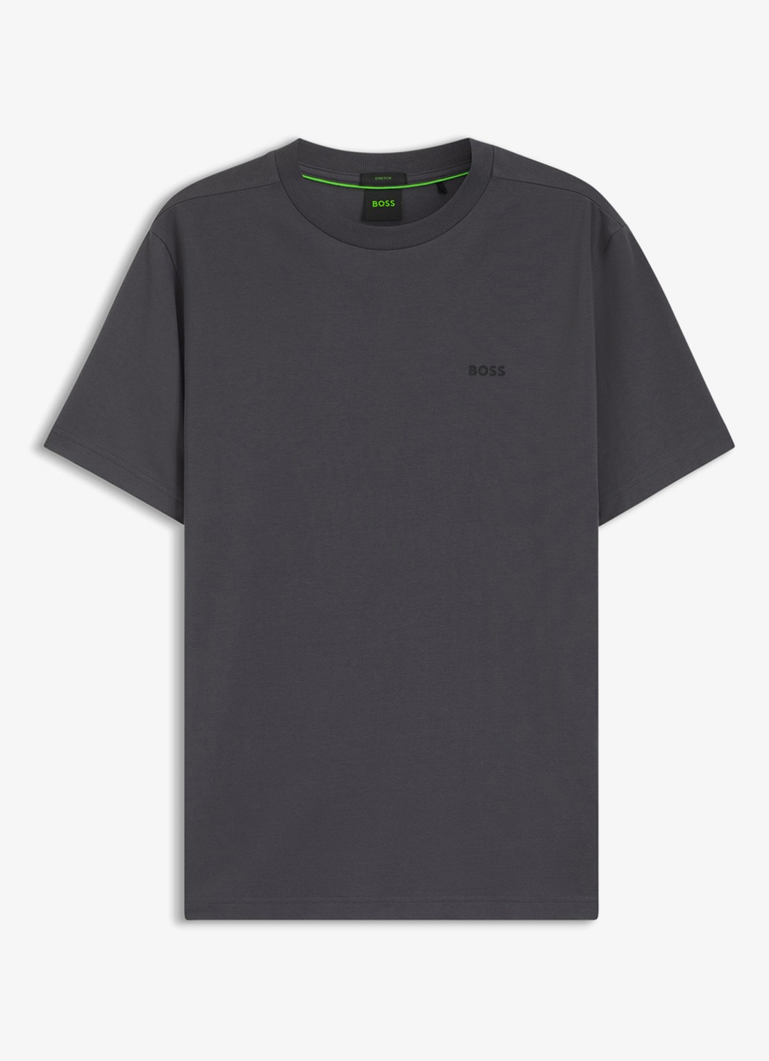 BOSS T-shirt van stretchkatoen met logodetail - voorkant 2 open grey-071 / grijs