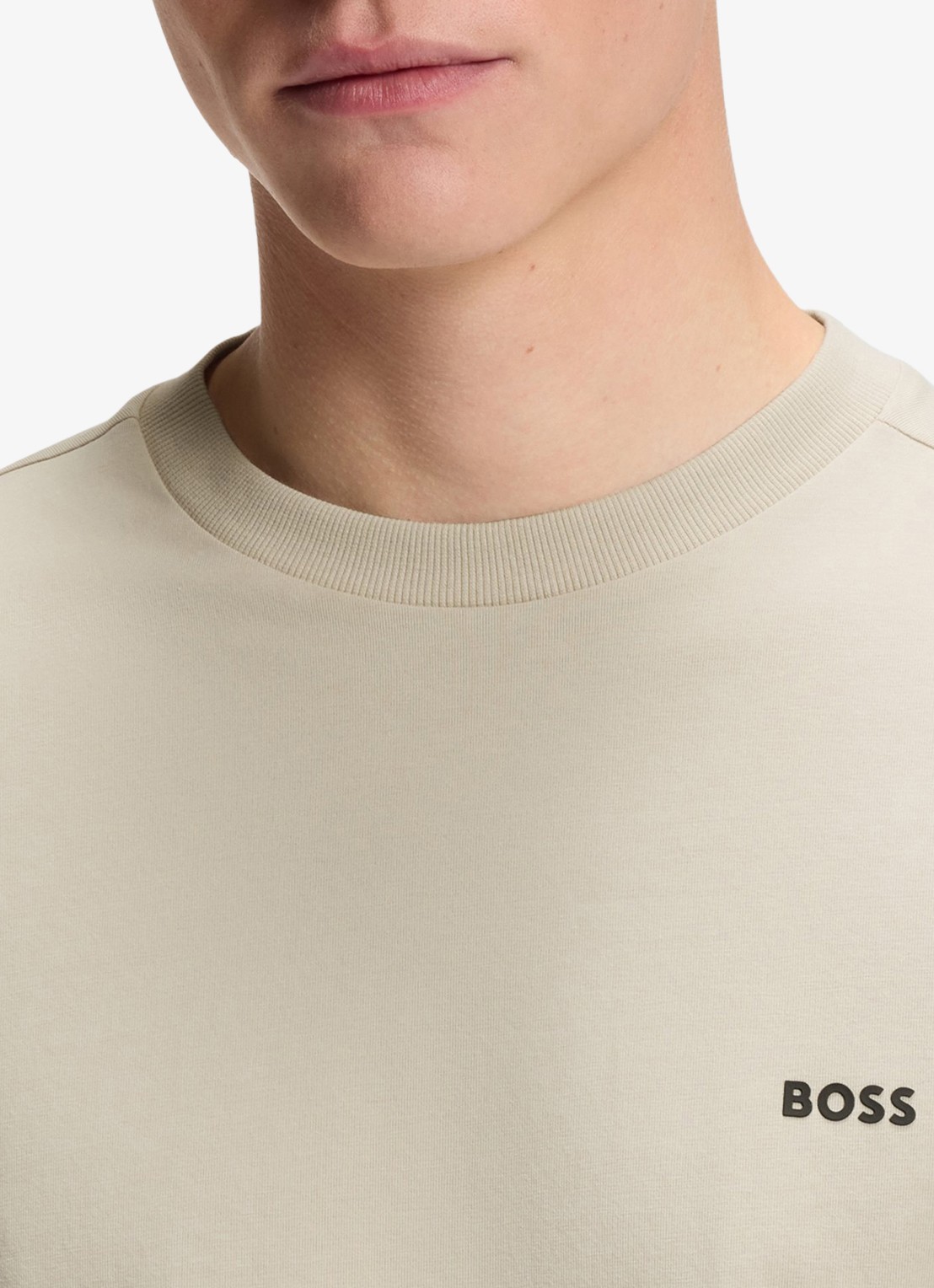 BOSS T-shirt van stretchkatoen met logodetail - detail 5 light beige-275 / beige