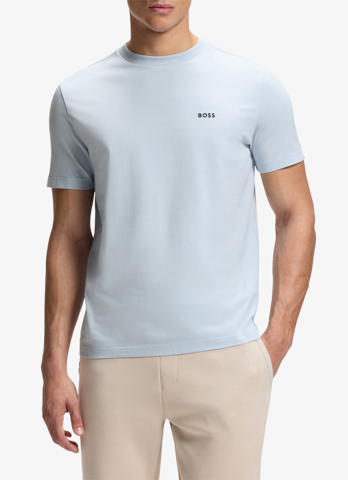 BOSS T-shirt van stretchkatoen met logodetail - detail 4 donkerblauw