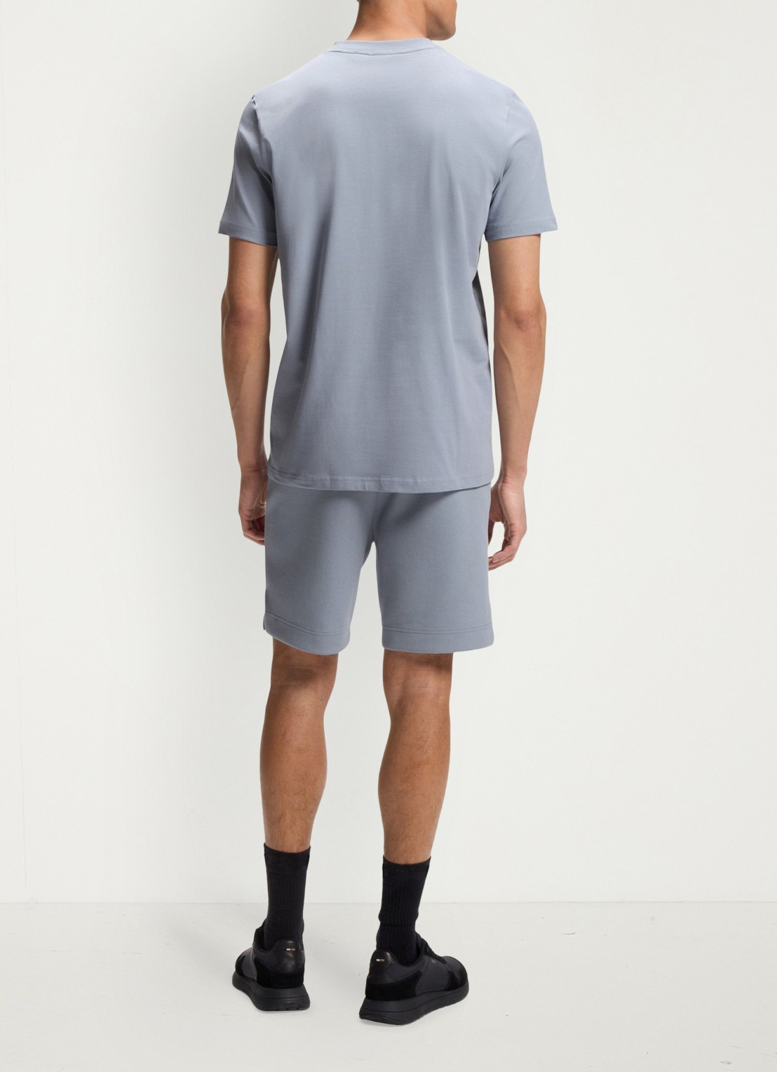BOSS T-shirt van stretchkatoen met logodetail - achterkant 3 dark grey-026 / grijs