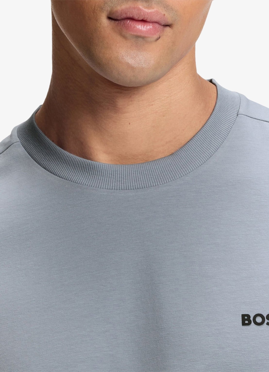 BOSS T-shirt van stretchkatoen met logodetail - detail 5 dark grey-026 / grijs