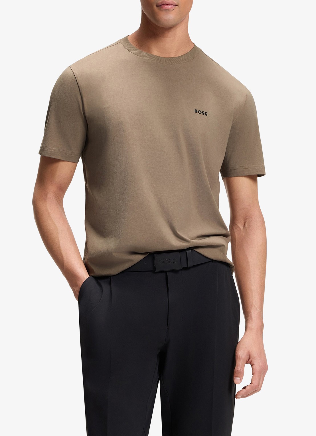 BOSS T-shirt van stretchkatoen met logodetail - detail 4 light/pastel green-336 / groen