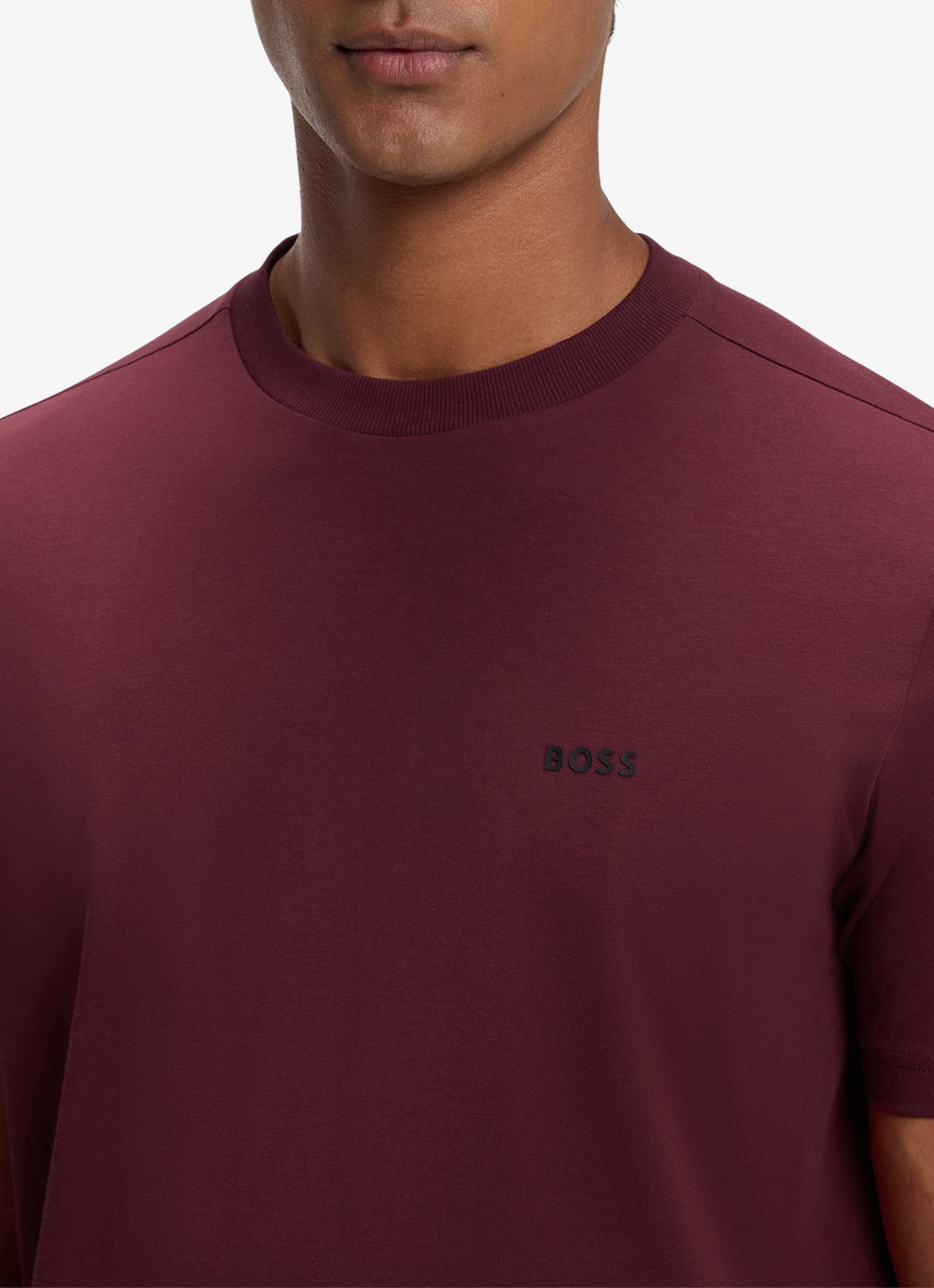 BOSS T-shirt van stretchkatoen met logodetail - detail 5 dark pink-654 / roze