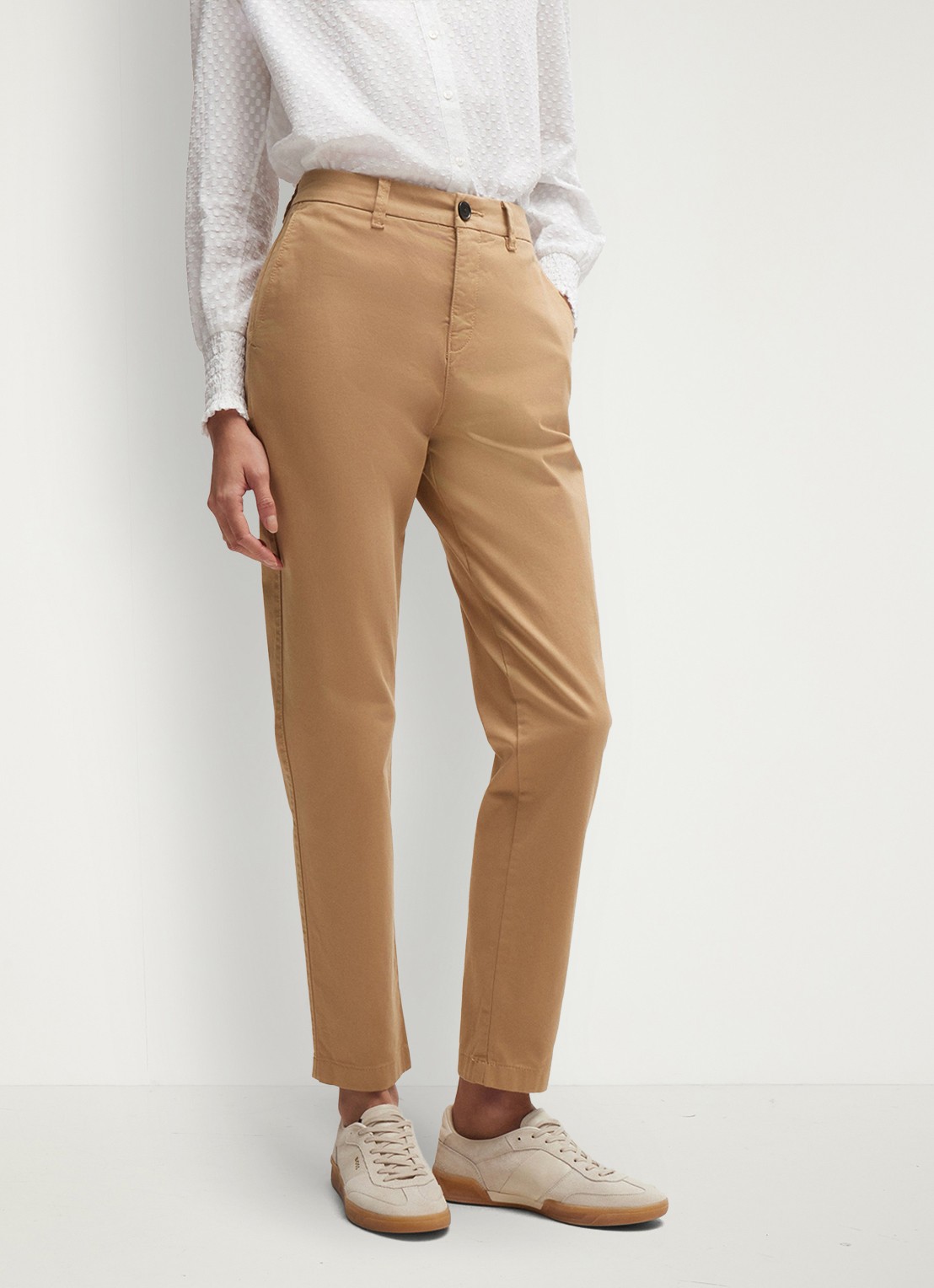 BOSS Tachini high waist slim fit chino met steekzakken en stretch - detail 3 camel