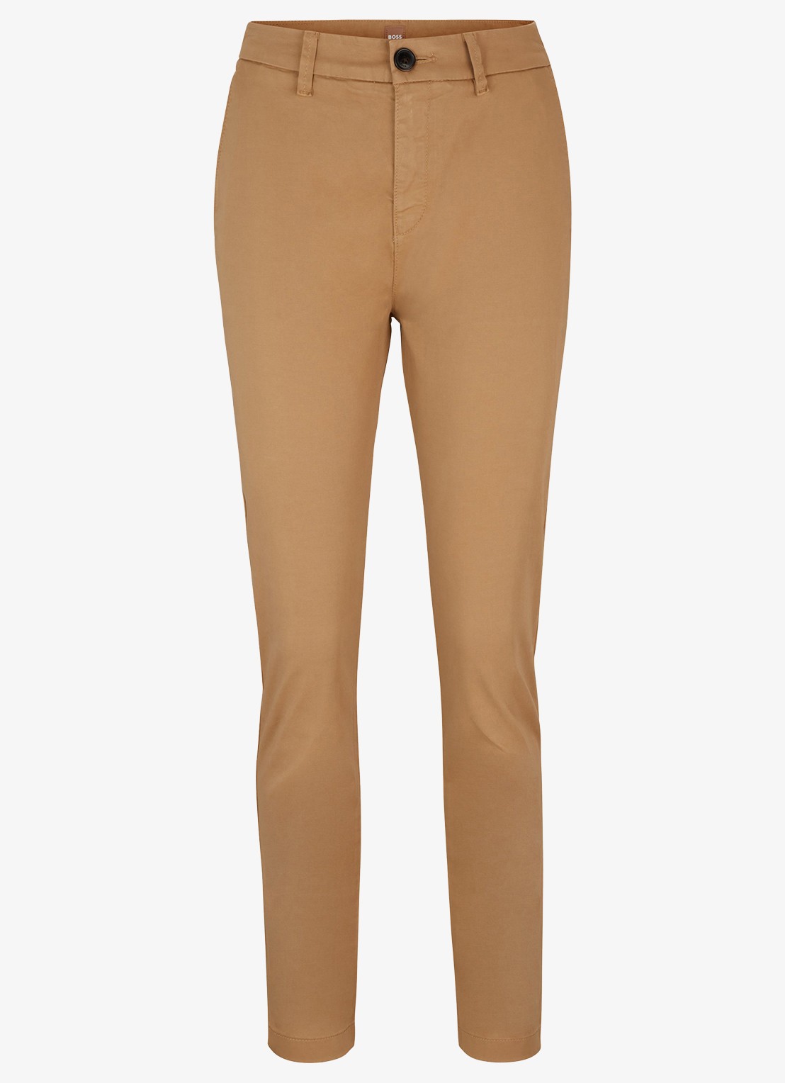 BOSS Tachini high waist slim fit chino met steekzakken en stretch - voorkant camel