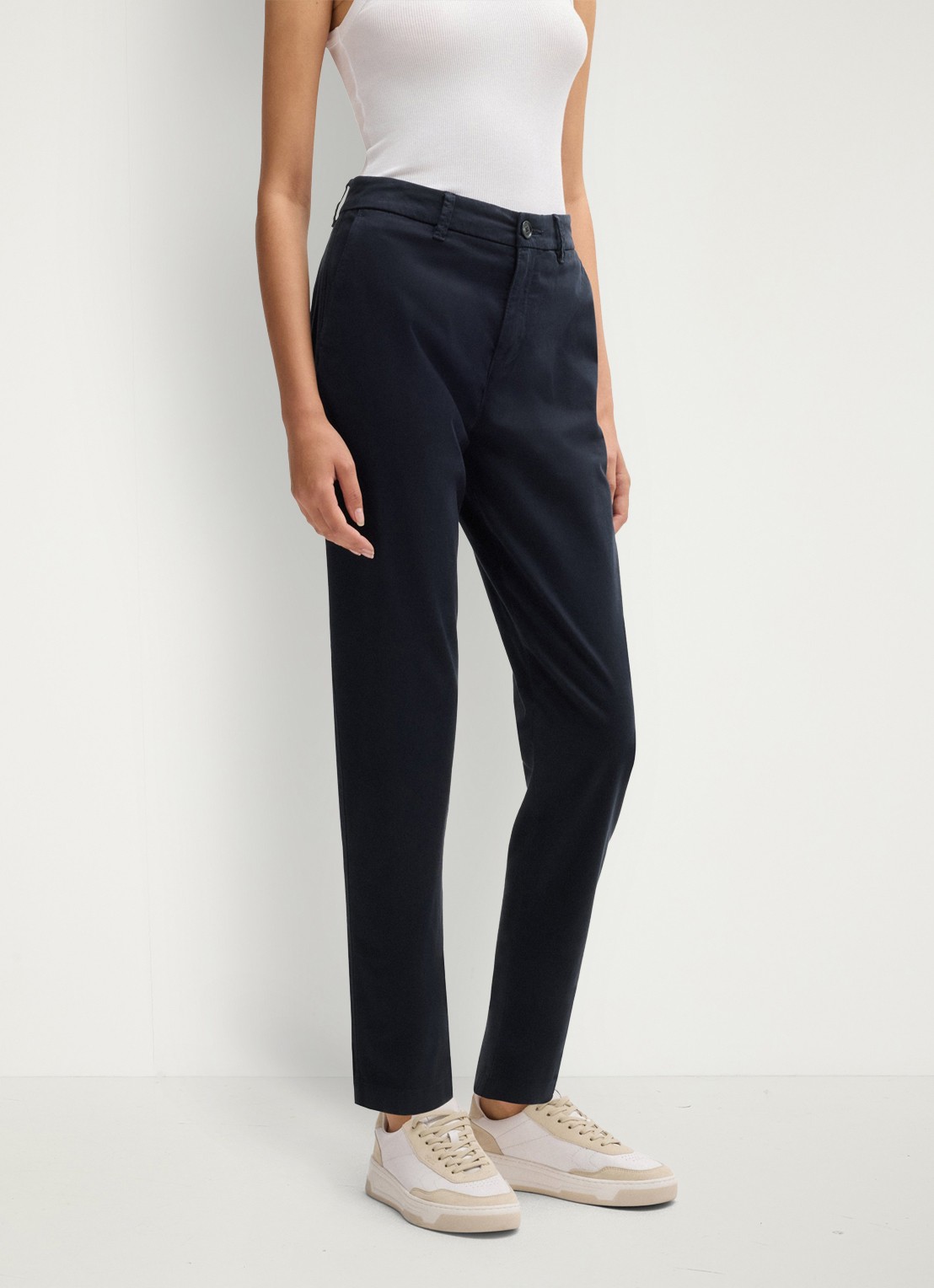 BOSS Tachini high waist slim fit chino met steekzakken en stretch - detail 4 donkerblauw