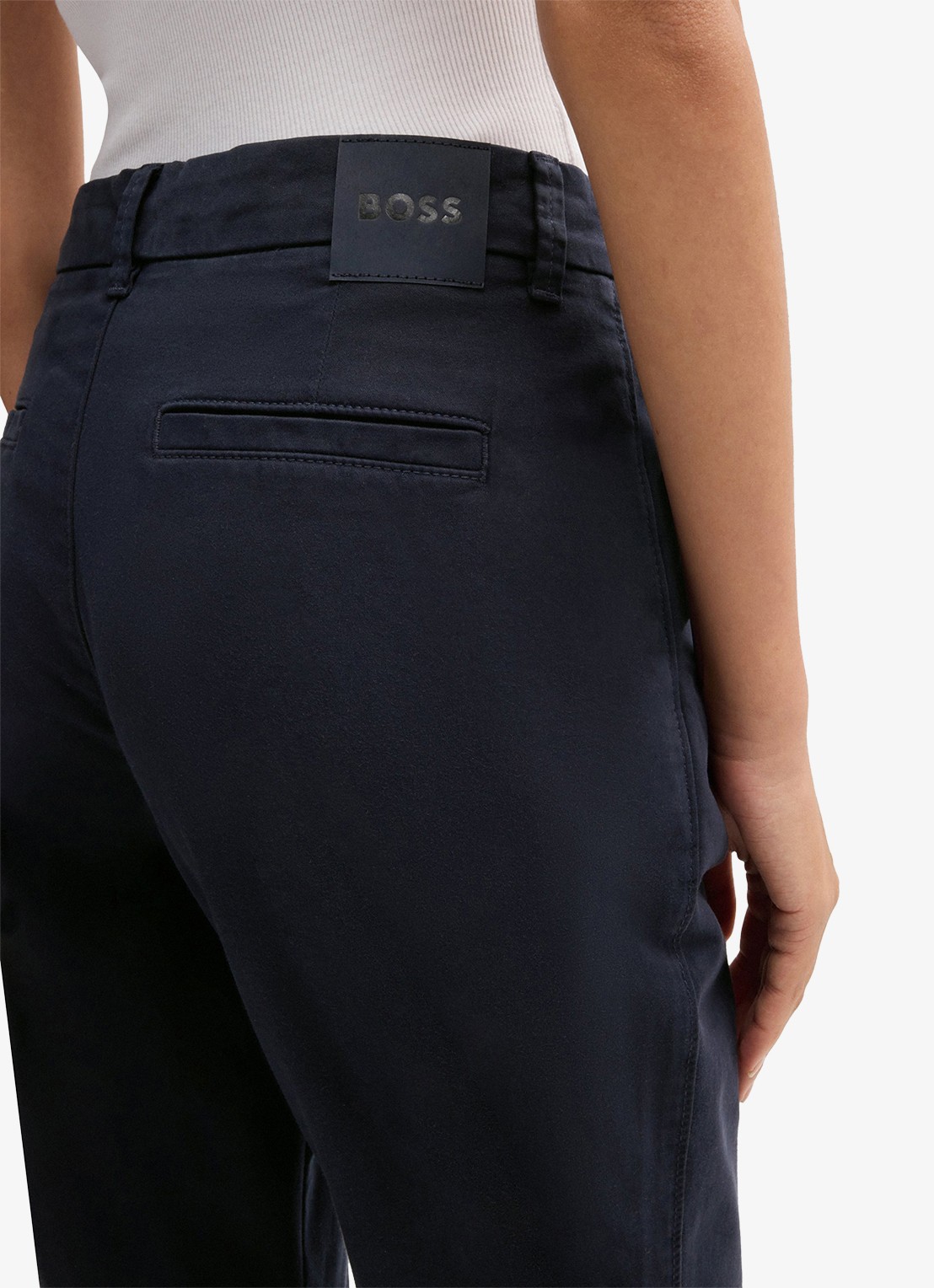 BOSS Tachini high waist slim fit chino met steekzakken en stretch - detail 5 donkerblauw