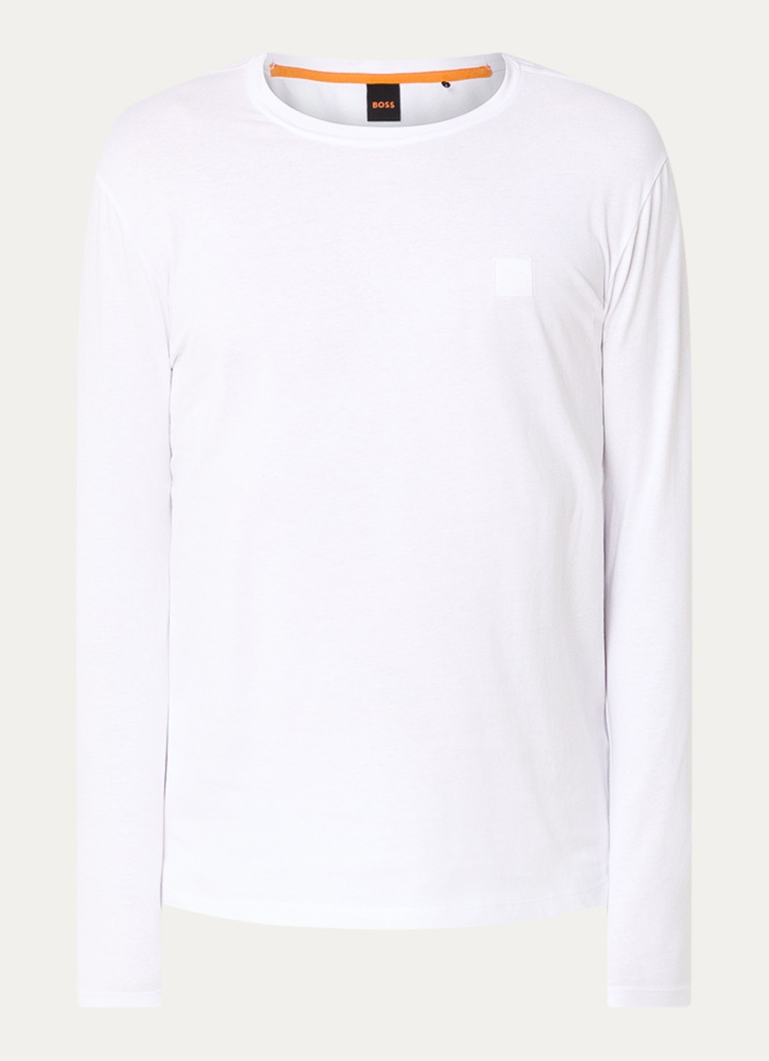 BOSS Tacks longsleeve met logo - voorkant wit