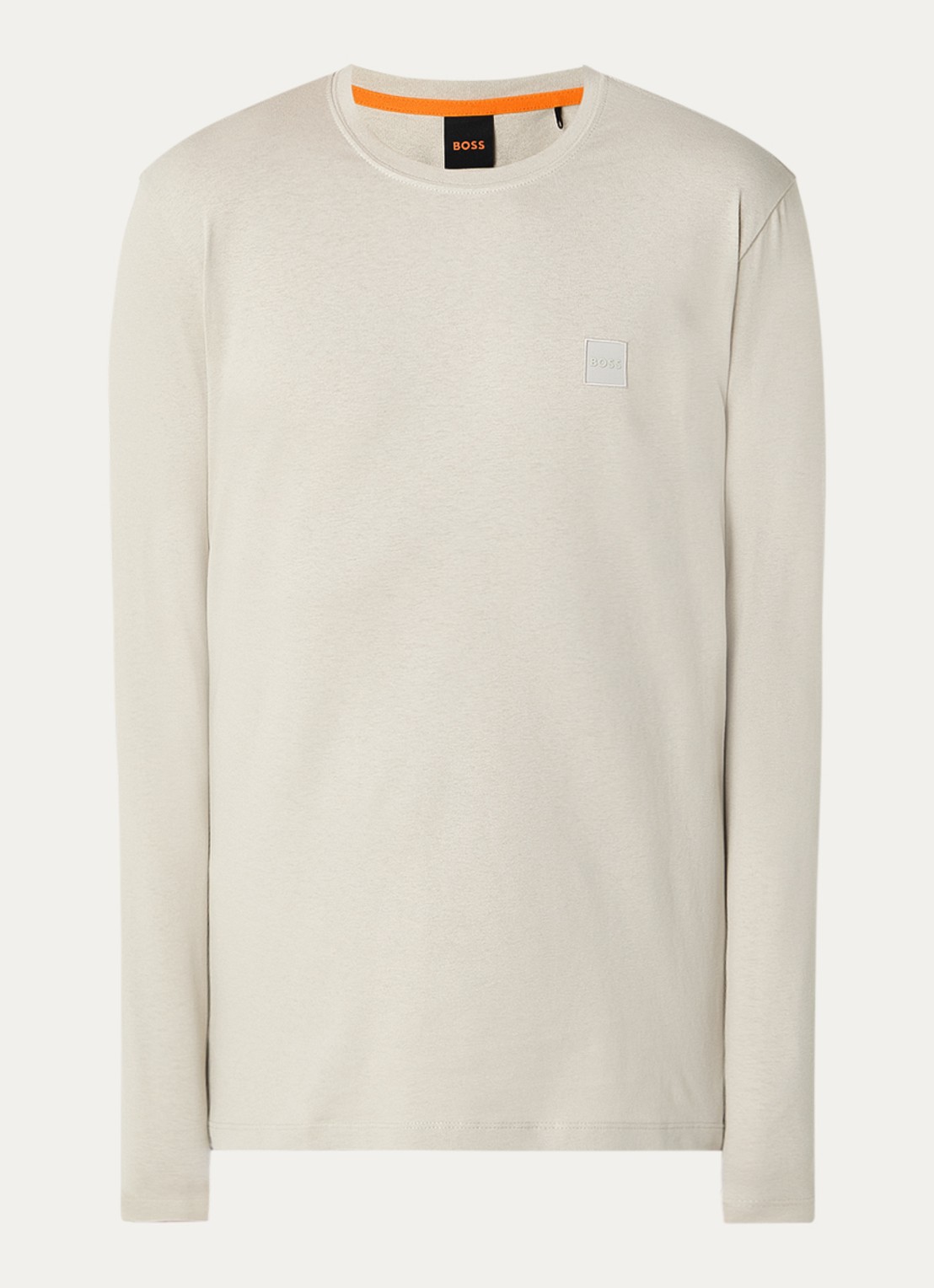 BOSS Tacks longsleeve met logo - voorkant beige
