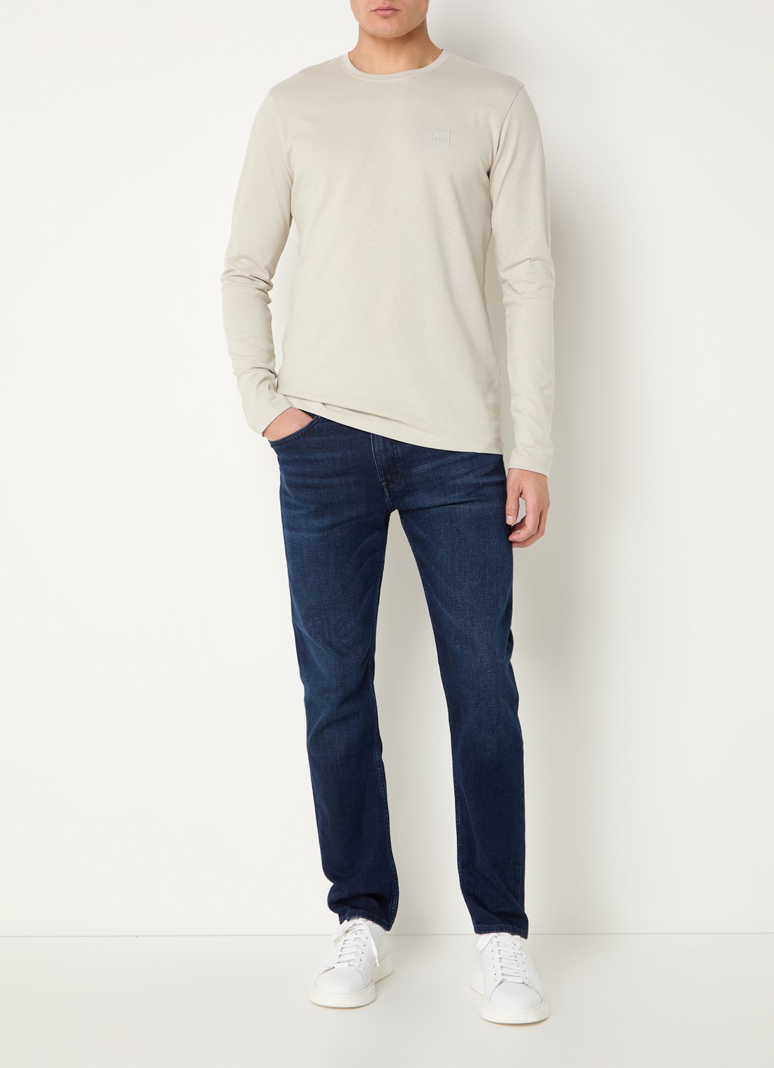 BOSS Tacks longsleeve met logo - voorkant 2 beige