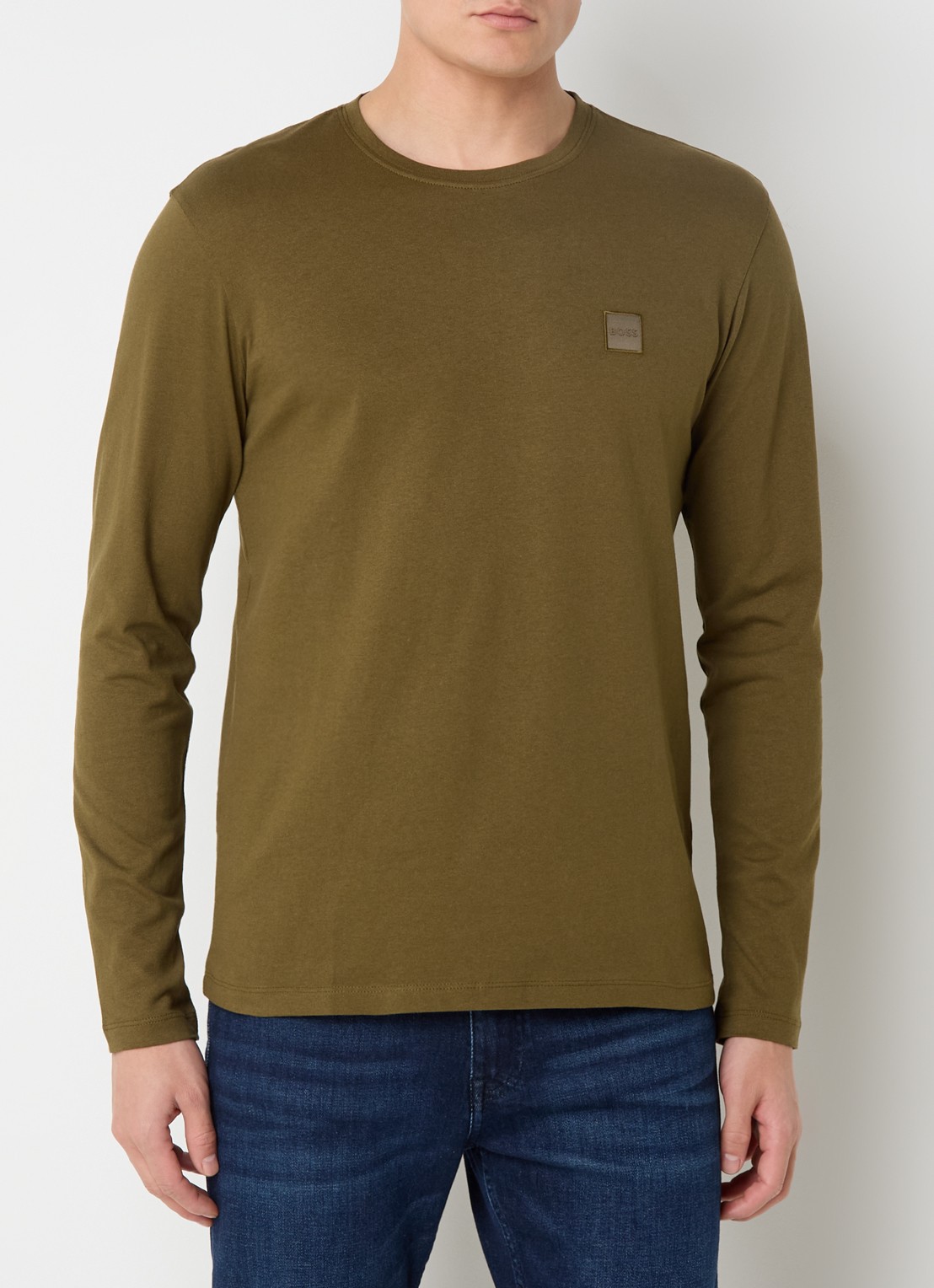 BOSS Tacks longsleeve met logo - detail 4 bronsgroen
