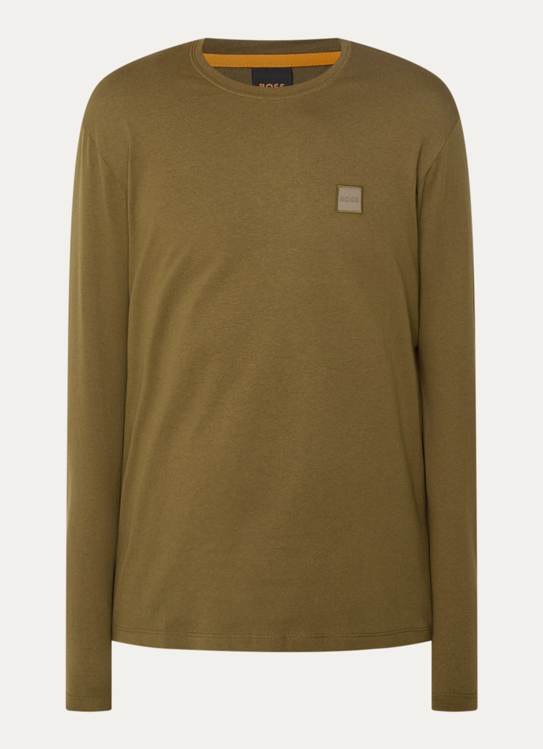 BOSS Tacks longsleeve met logo - voorkant 2 bronsgroen