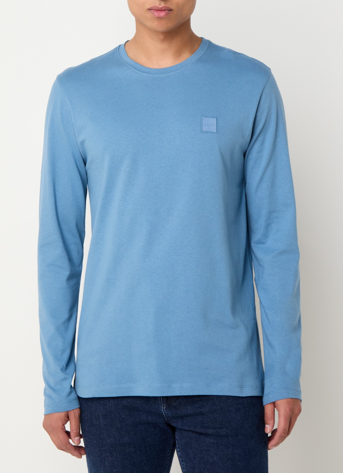 BOSS Tacks longsleeve met logo - detail 3 blauwgrijs