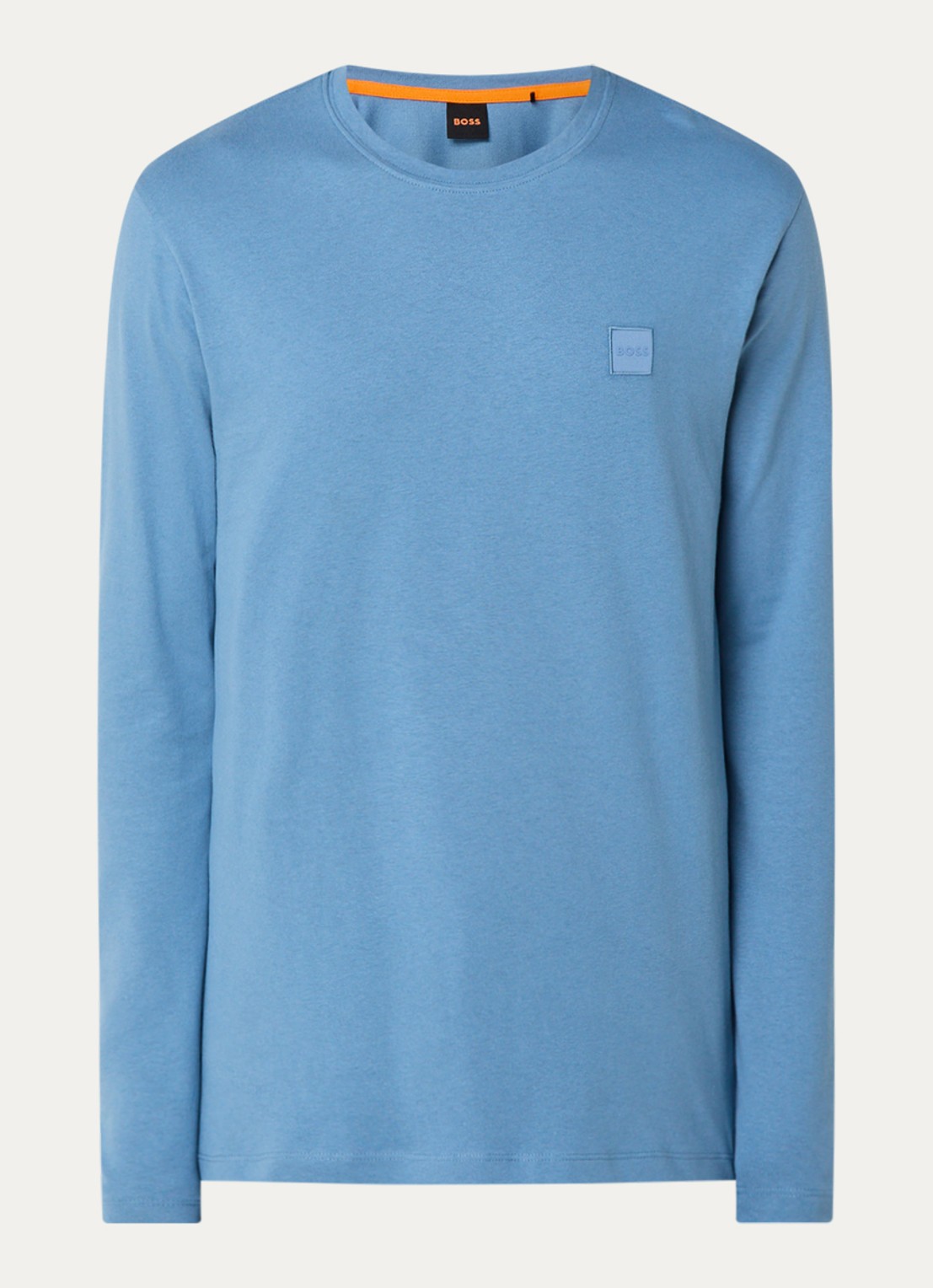 BOSS Tacks longsleeve met logo - voorkant blauwgrijs