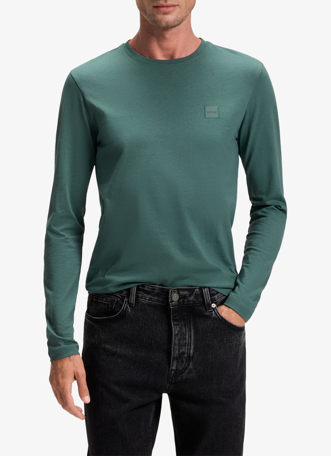 BOSS Tacks longsleeve met logo - detail 3 zeegroen