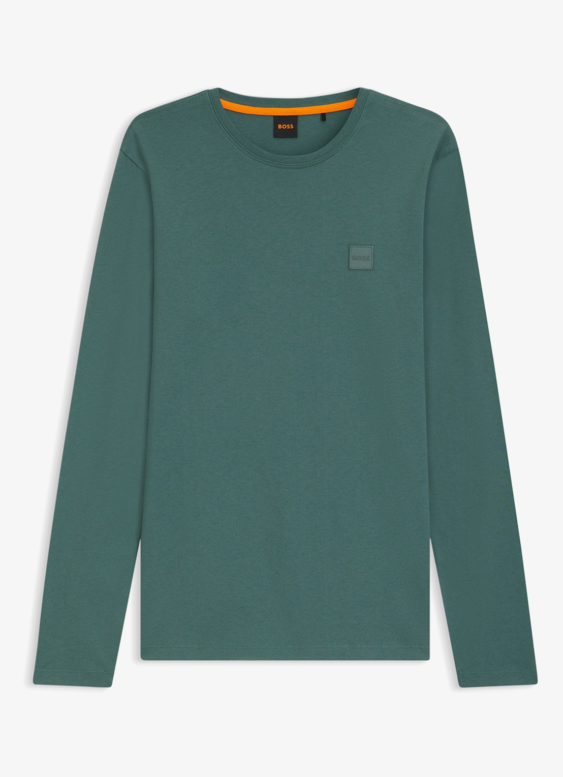 BOSS Tacks longsleeve met logo - voorkant zeegroen