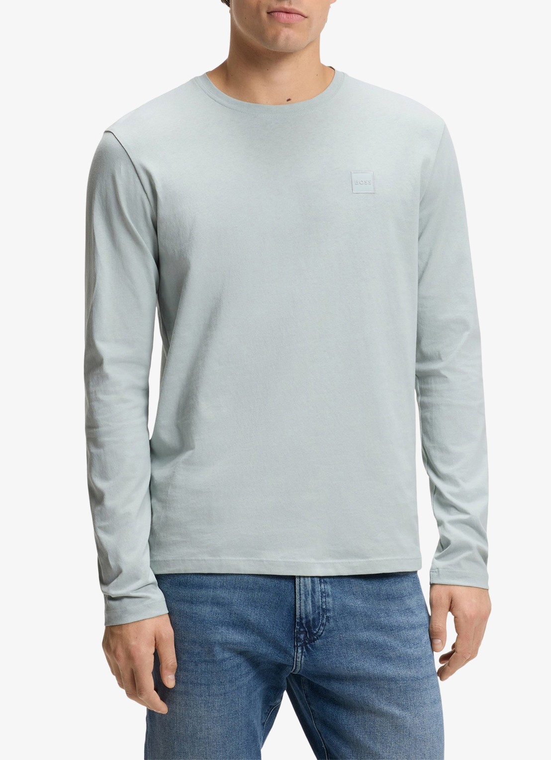 BOSS Tacks longsleeve met logo - detail 4 lichtgrijs