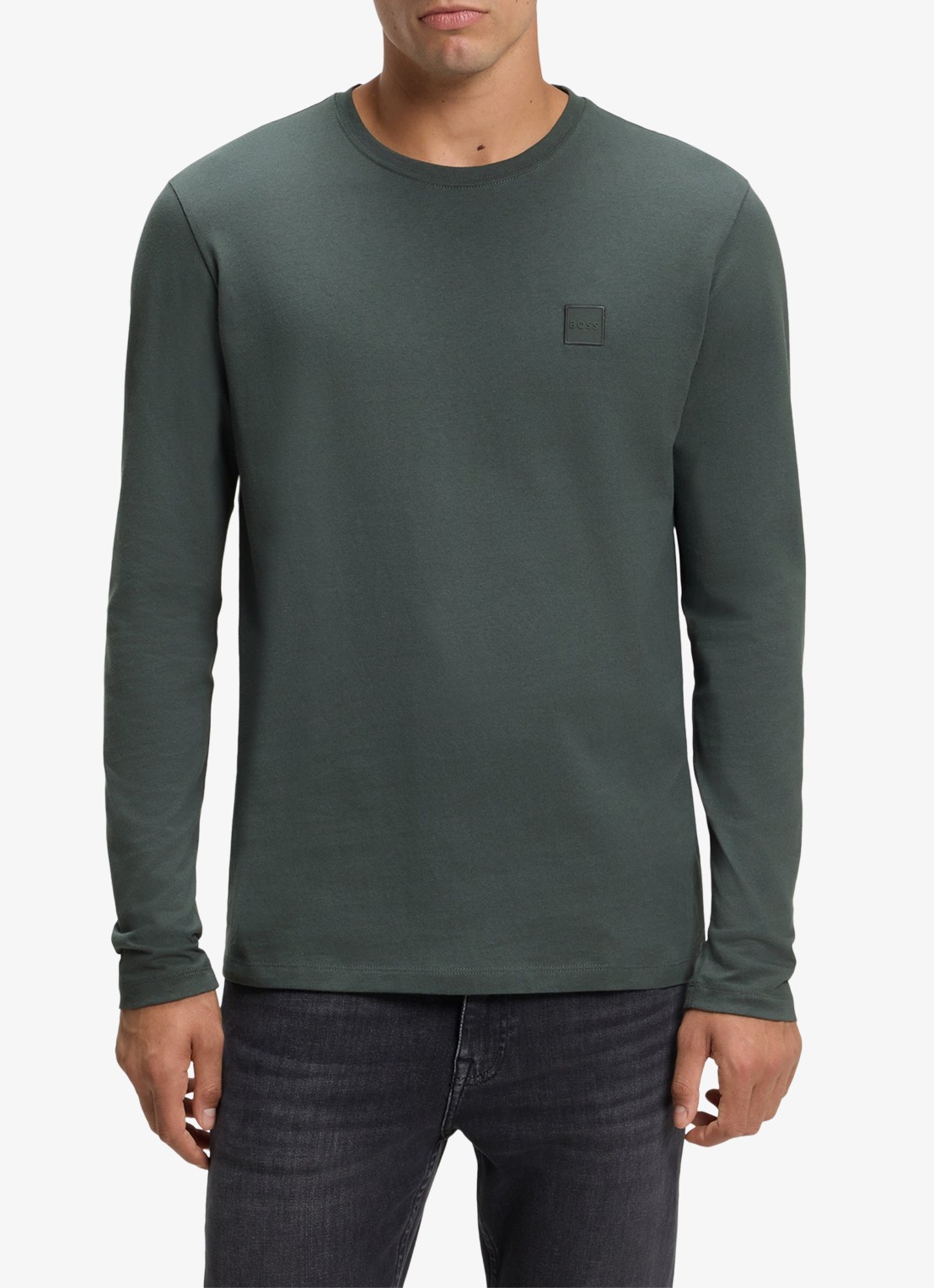 BOSS Tacks longsleeve met logo - detail 2 open green-377 / groen