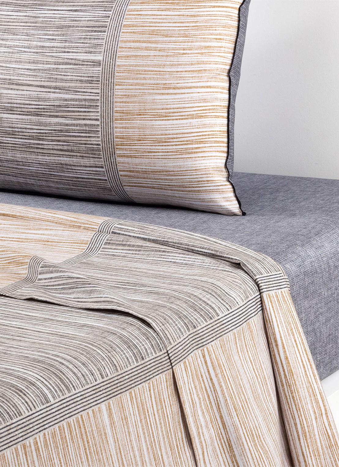 BOSS Taman laken van katoen - voorkant 3 beige