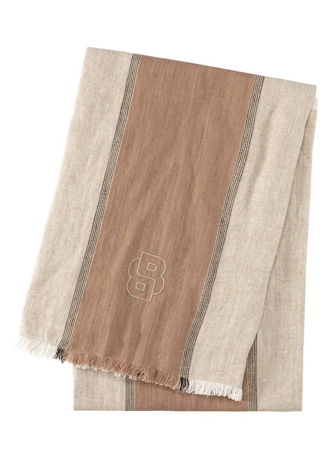 BOSS Taman plaid van linnen 140 x 185 cm - voorkant 3 beige