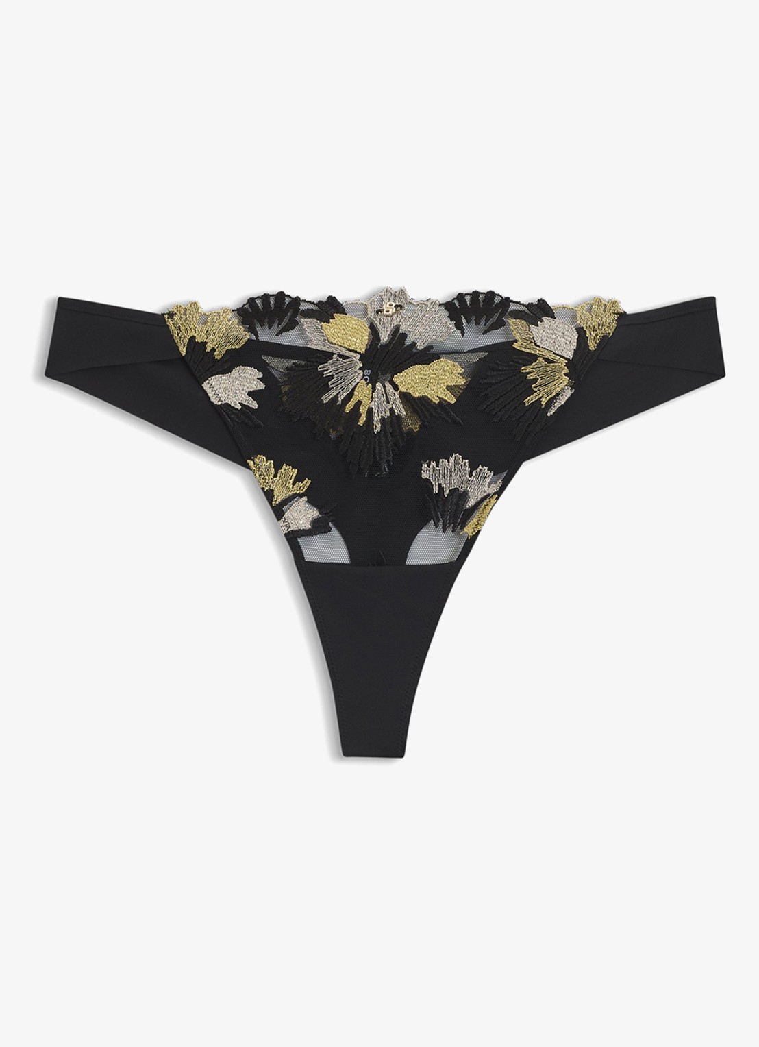 BOSS Tanga met details van kant - voorkant zwart