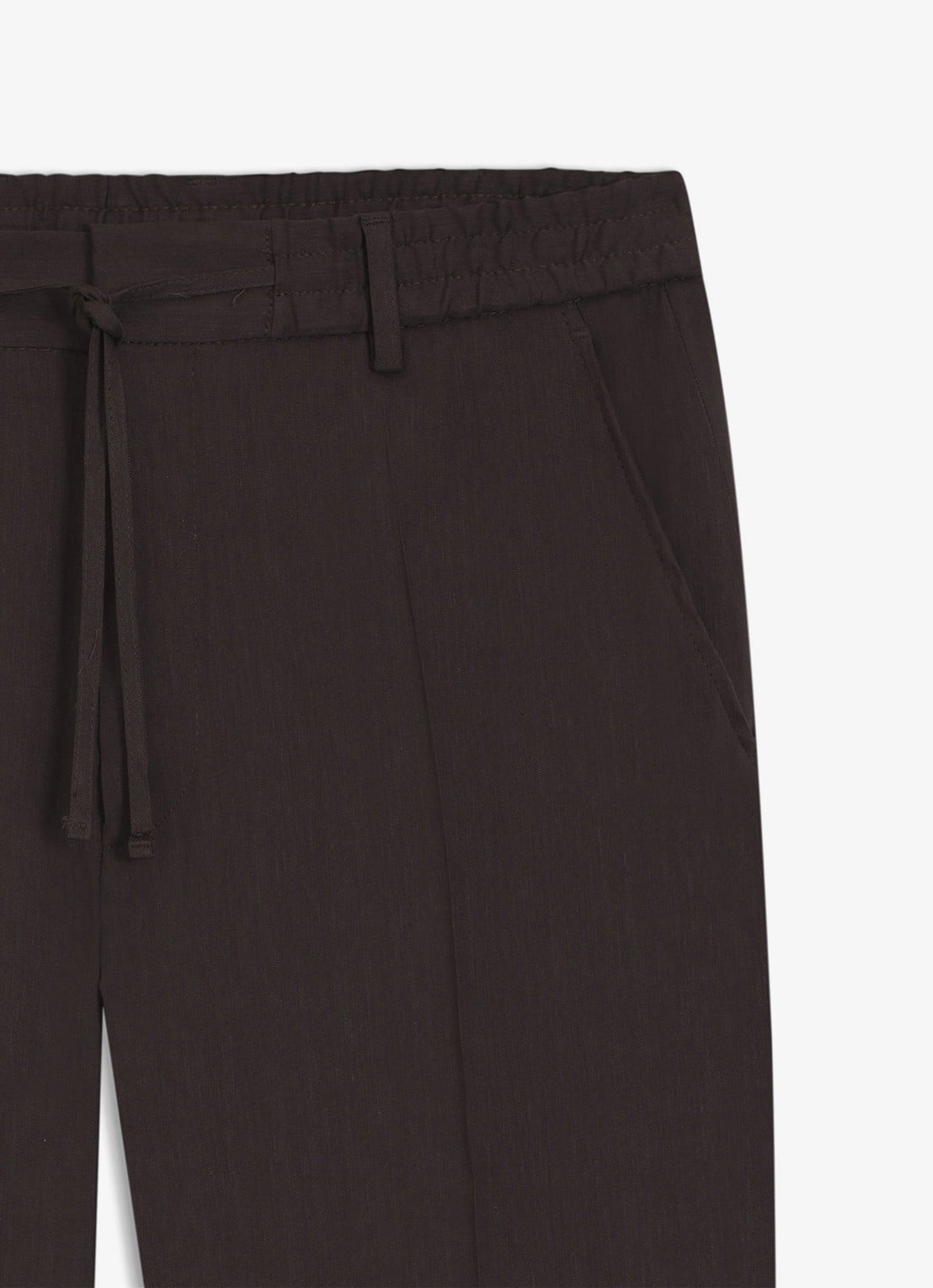 BOSS Tapered fit chino in linnenblend - detail 3 donkerbruin