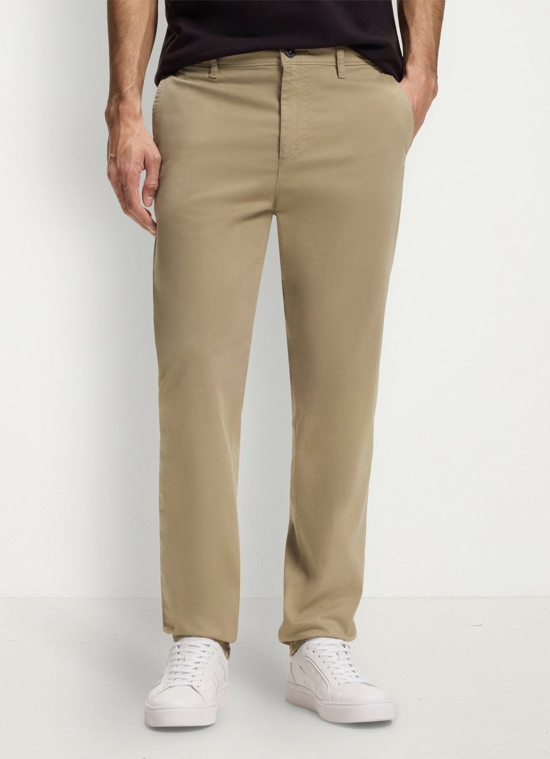 BOSS Tapered fit chino met steekzakken - detail khaki