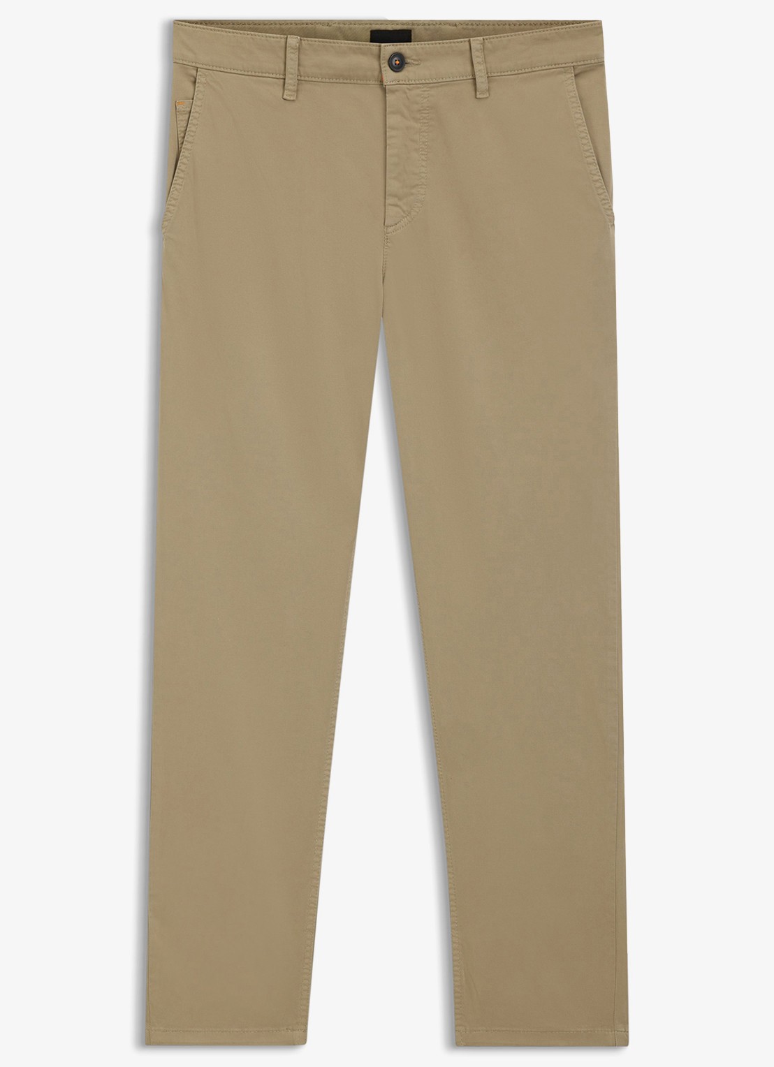 BOSS Tapered fit chino met steekzakken - voorkant khaki