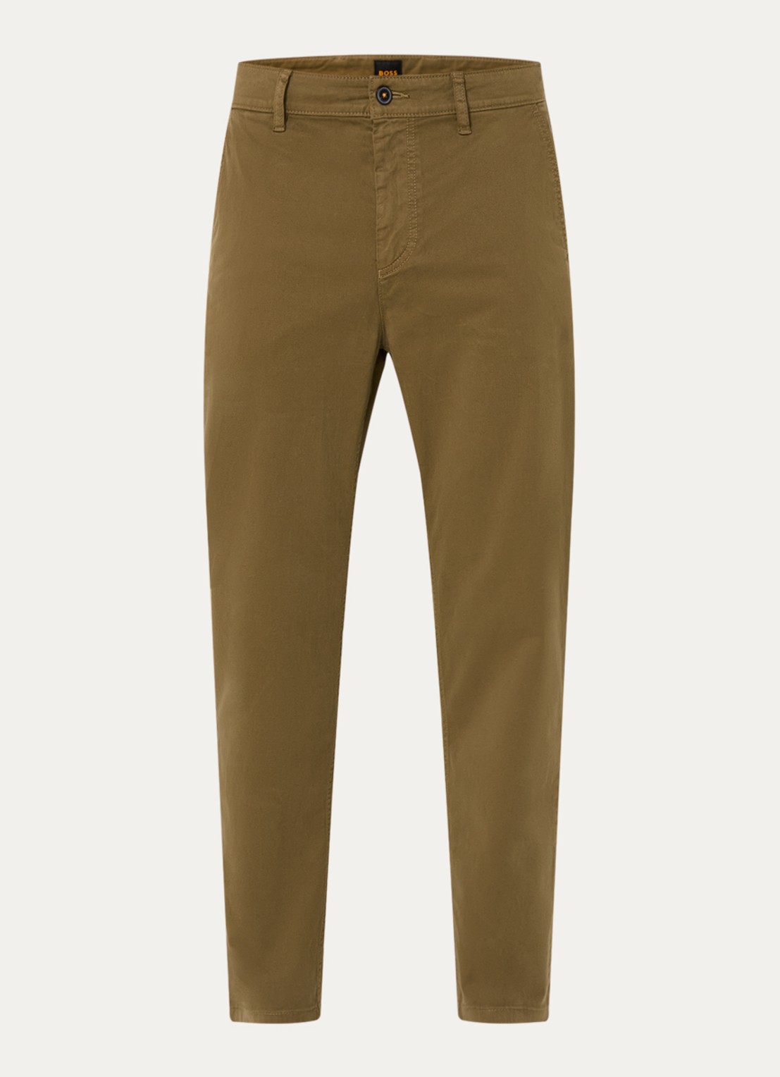 BOSS Tapered fit chino met steekzakken - voorkant 3 lichtbruin