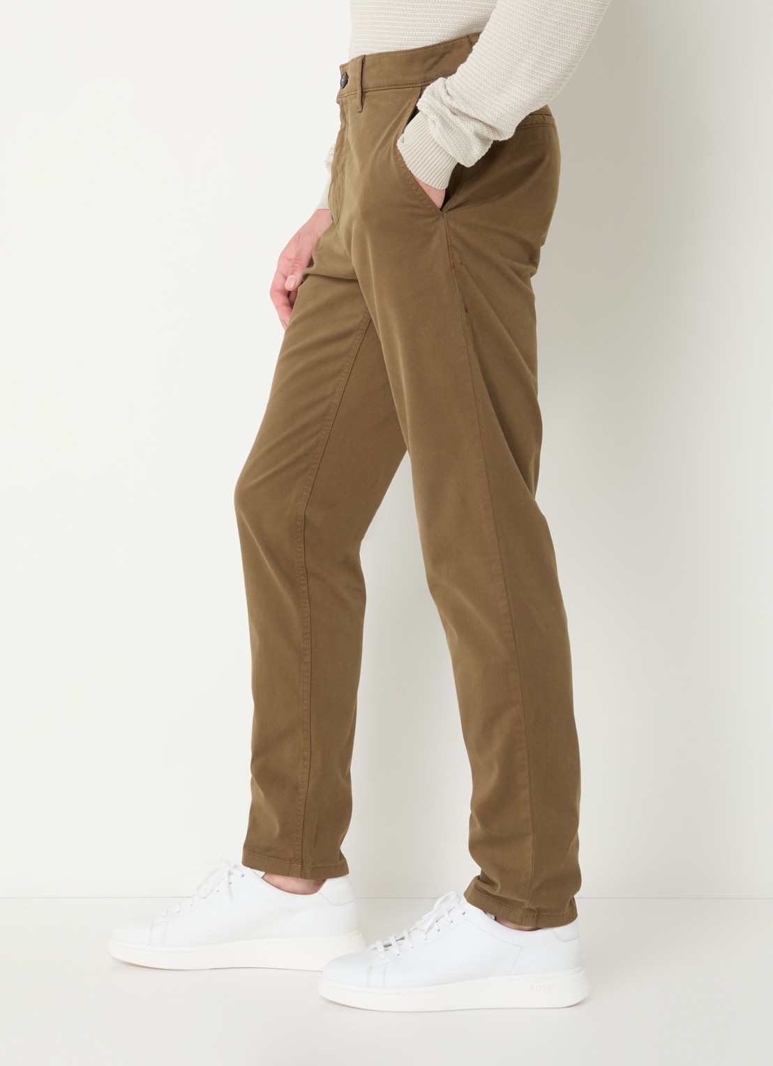 BOSS Tapered fit chino met steekzakken - detail 5 mosgroen