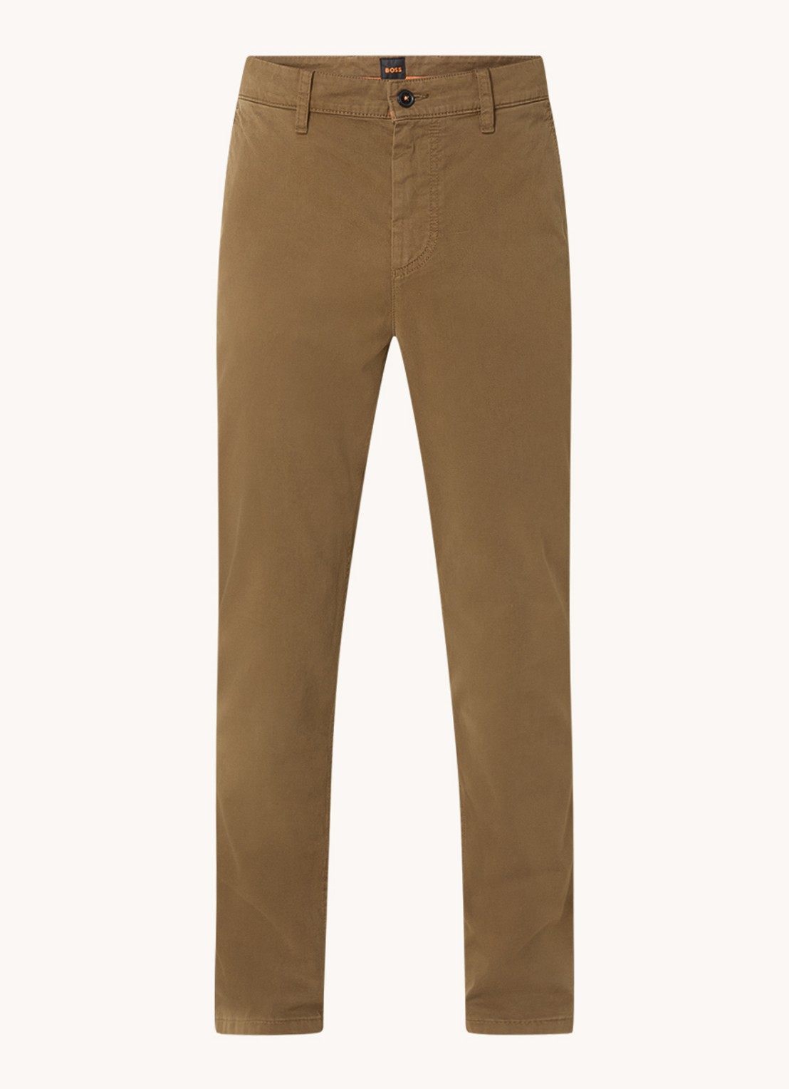 BOSS Tapered fit chino met steekzakken - voorkant 2 mosgroen