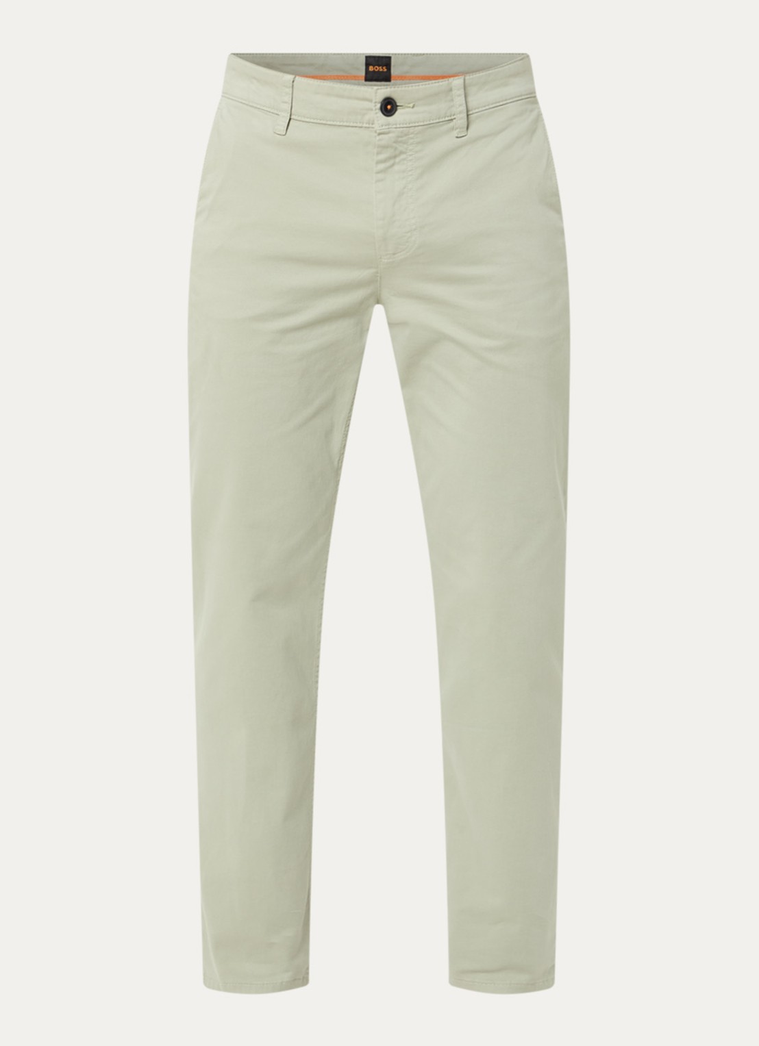 BOSS Tapered fit chino met steekzakken - voorkant lindegroen