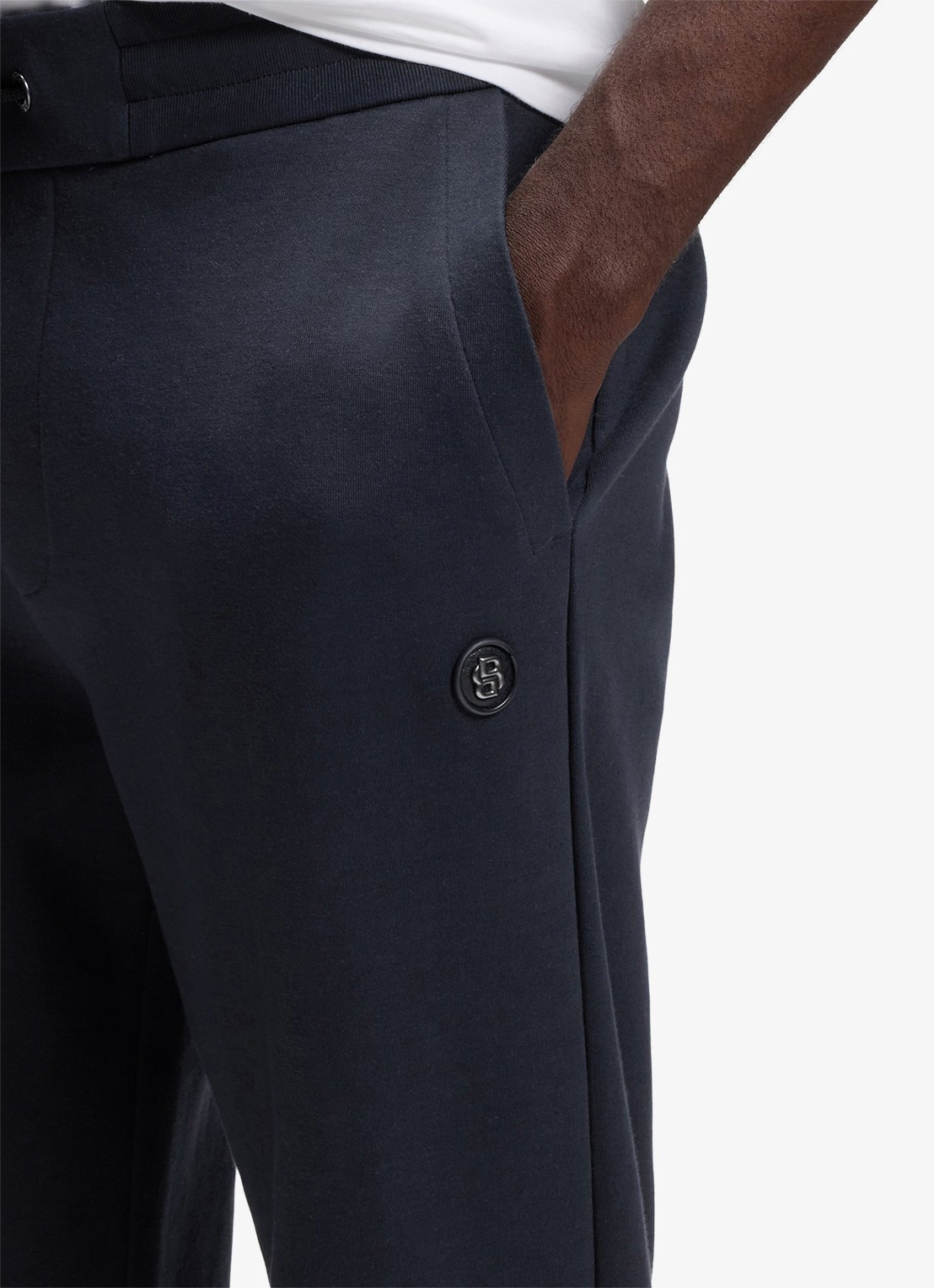 BOSS Tapered fit cropped joggingbroek met logo - detail 5 blauw