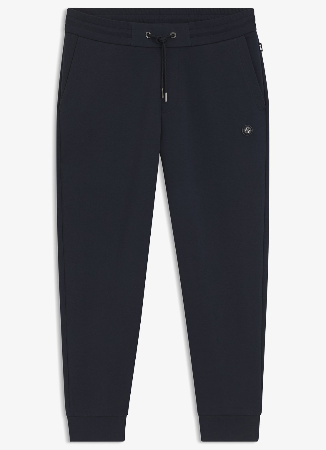 BOSS Tapered fit cropped joggingbroek met logo - voorkant 2 blauw