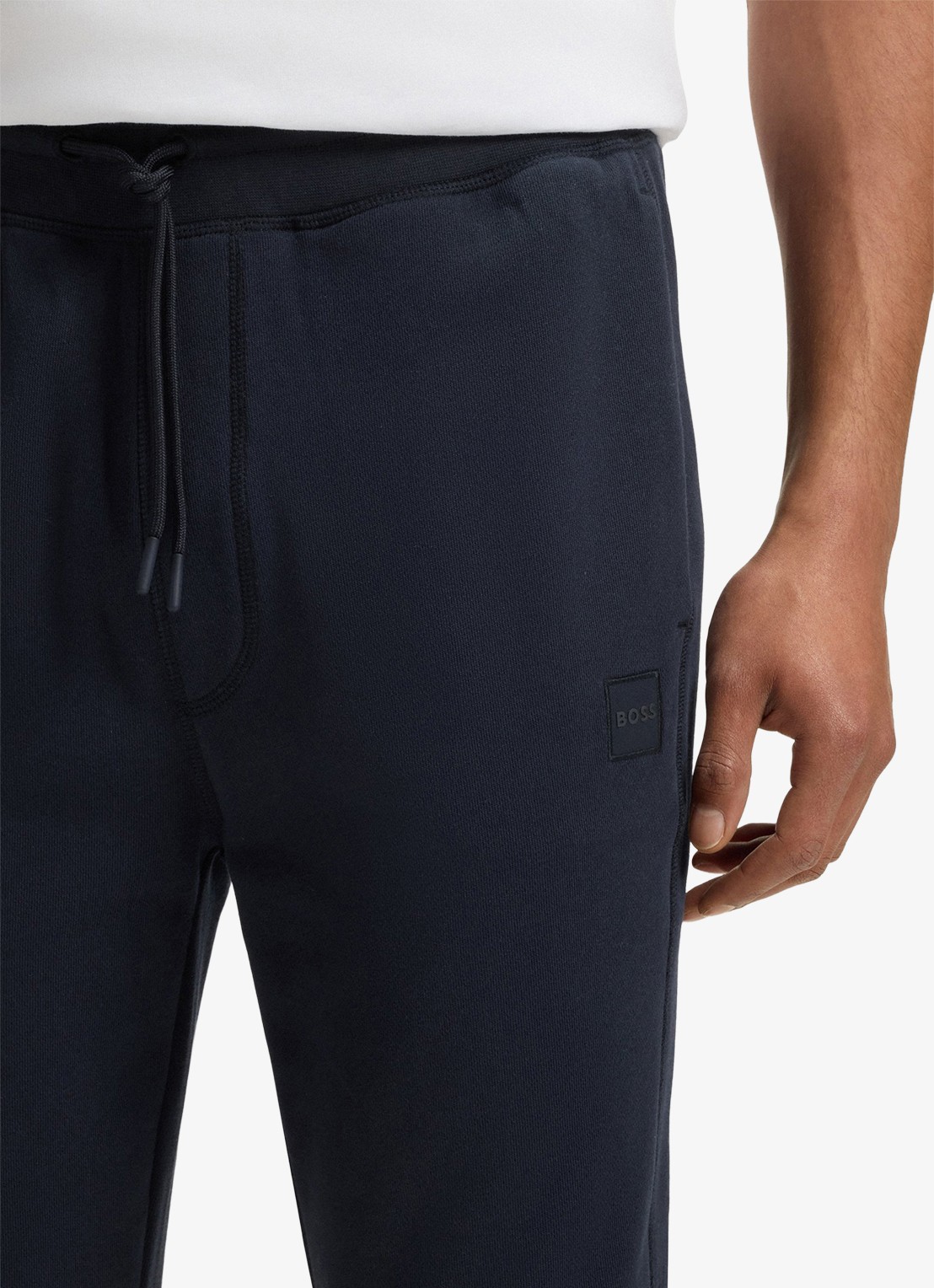 BOSS Tapered fit joggingbroek met logo en steekzakken - detail 2 donkerblauw