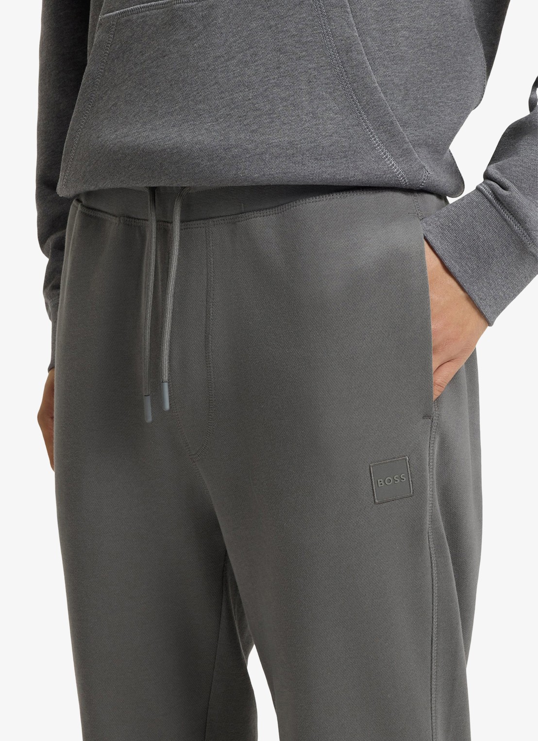 BOSS Tapered fit joggingbroek met logo en steekzakken - detail 3 antraciet
