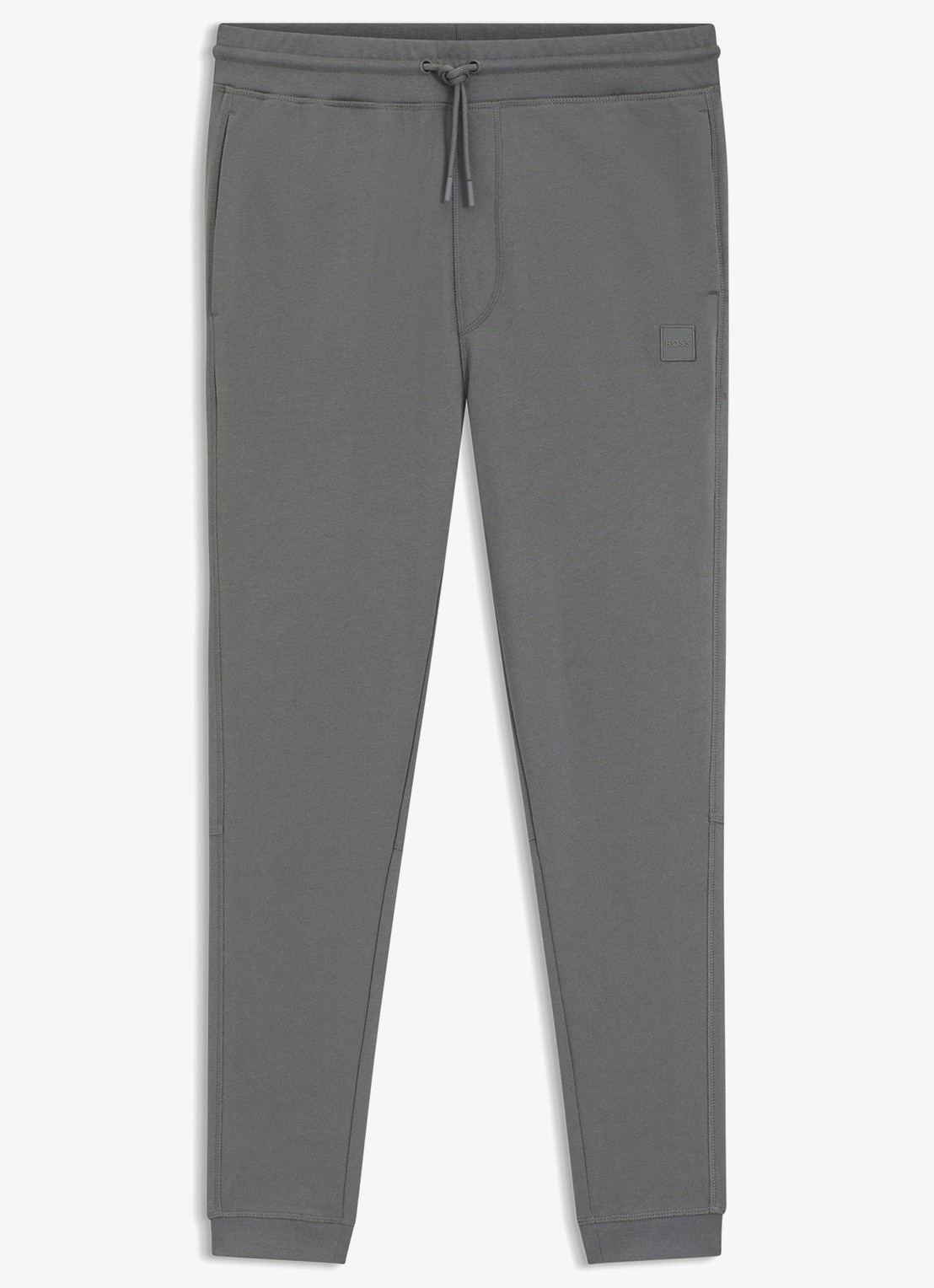 BOSS Tapered fit joggingbroek met logo en steekzakken - voorkant 4 antraciet