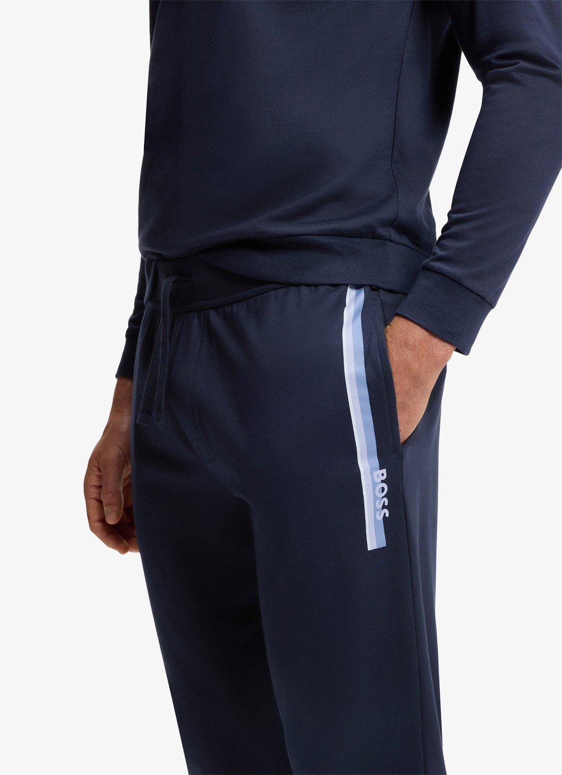 BOSS Tapered fit joggingbroek met logo  - detail 5 dark blue-403 / blauw